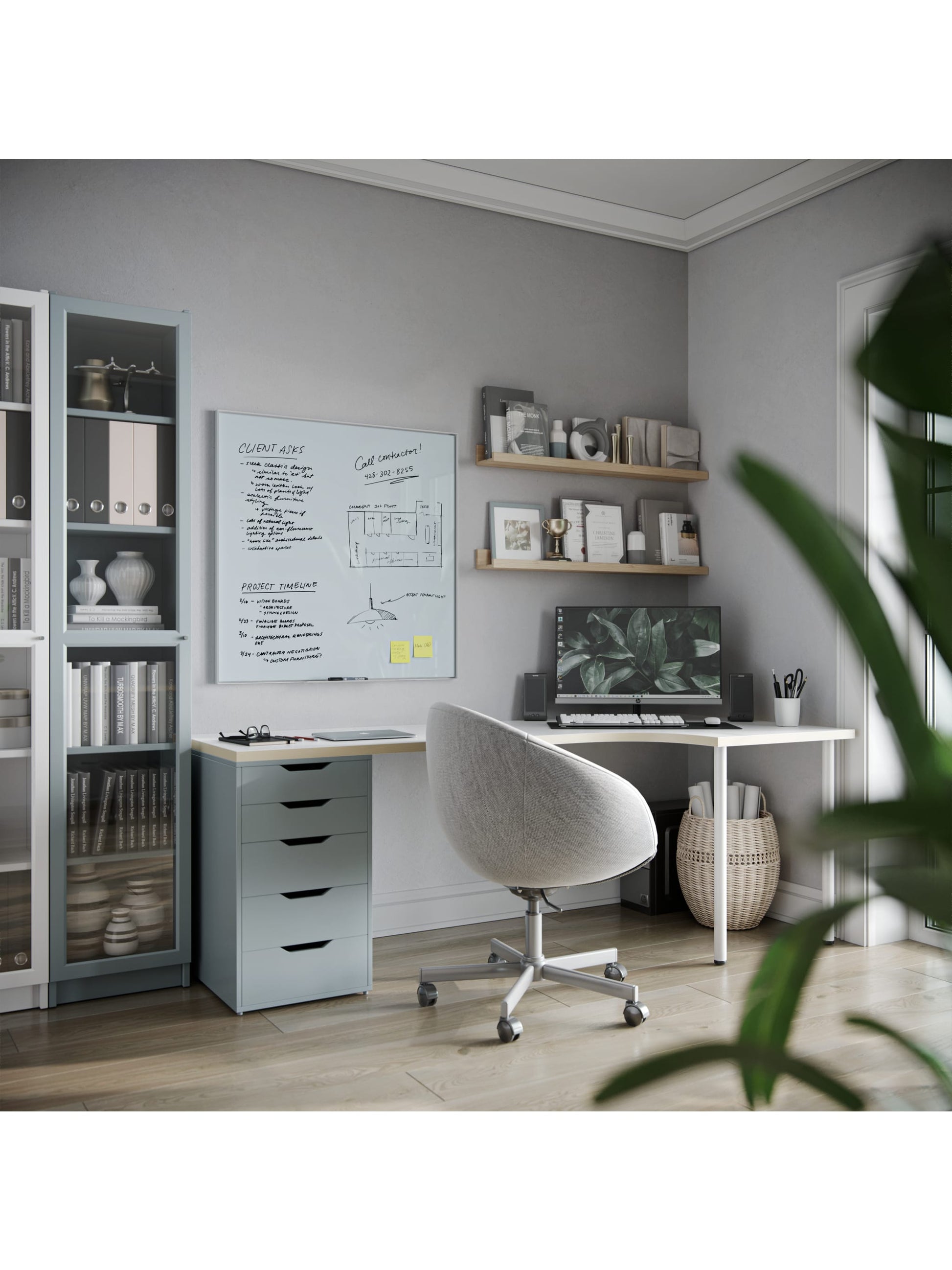 Floating Glass Non-Magnetic Dry Erase Board, White, White, 35" x 35", 3 x 3, White, 35" X 35" Size, Set of 1, 817894028252