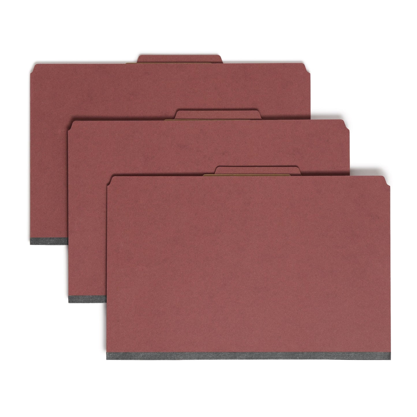 SafeSHIELD® Pressboard Classification File Folders, 3 Dividers, 3 inch Expansion, 2/5-Cut Tab, Red Color, Legal Size, Set of 10, 30086486190924