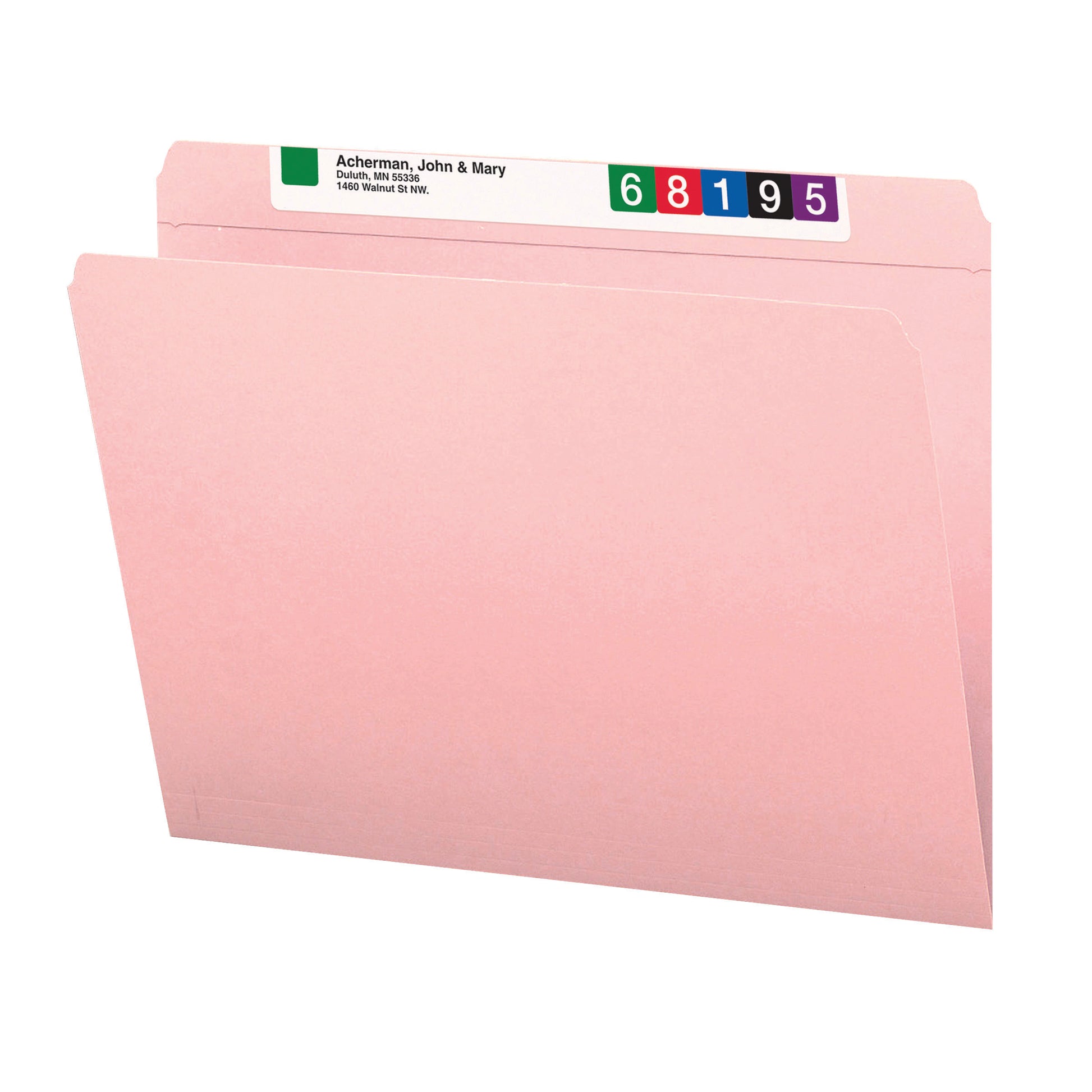 Reinforced Tab File Folders, Straight-Cut Tab, Pink Color, Letter Size, Set of 100, 086486126106