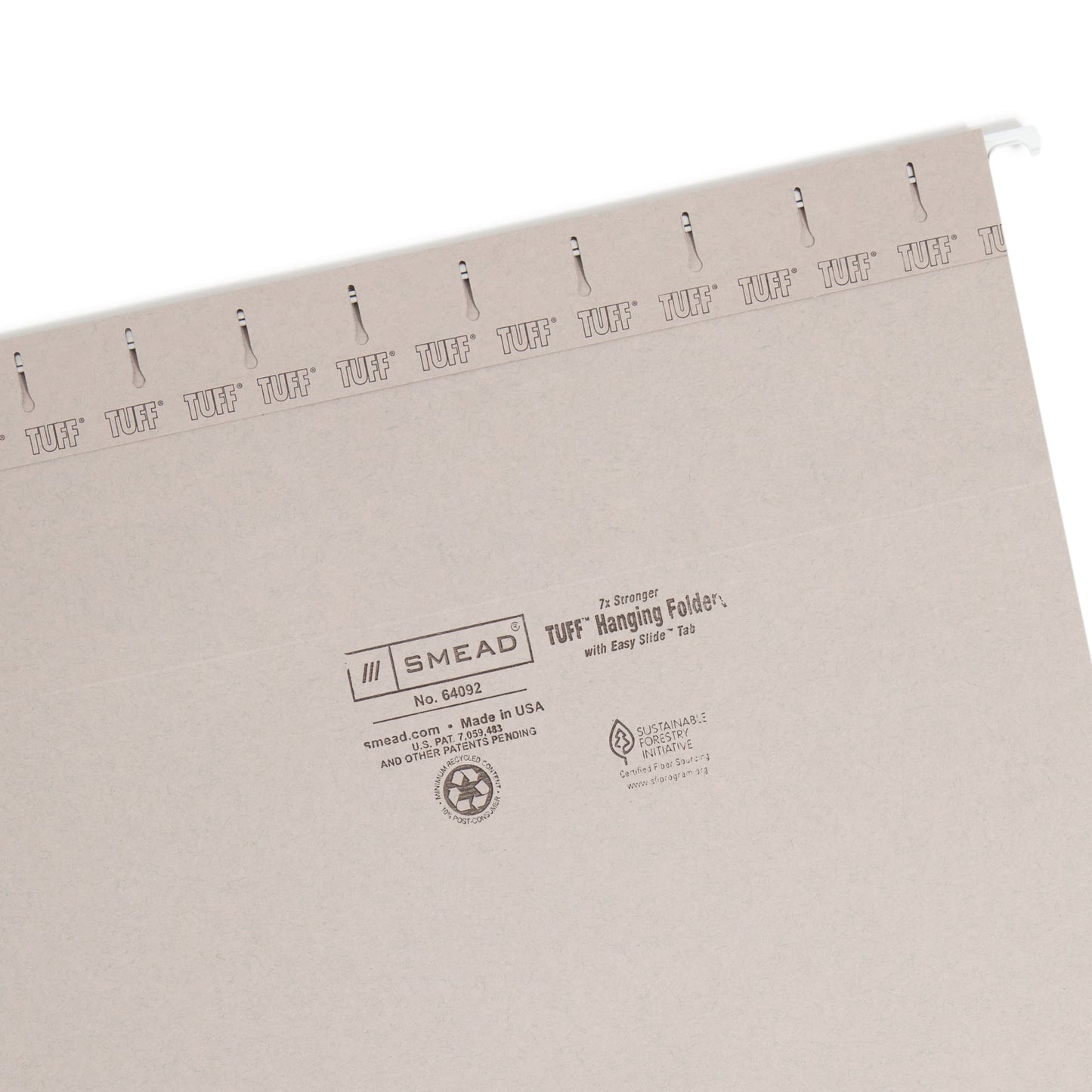 TUFF® Hanging File Folders with Easy Slide® Tabs, Gray Color, Letter Size, Set of 1, 086486640923