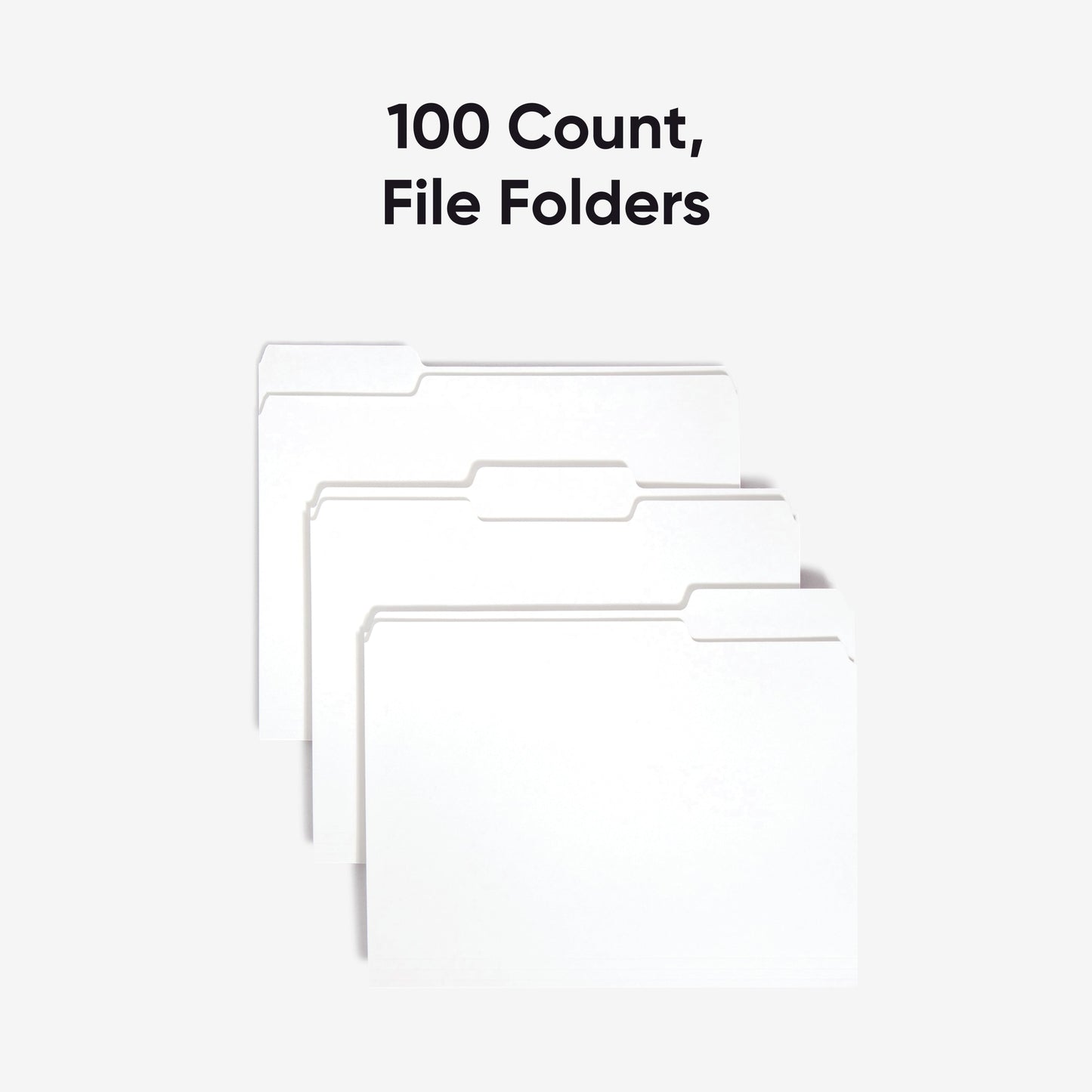 Standard File Folders, 1/3-Cut Tab, White Color, Letter Size, Set of 100, 086486128438