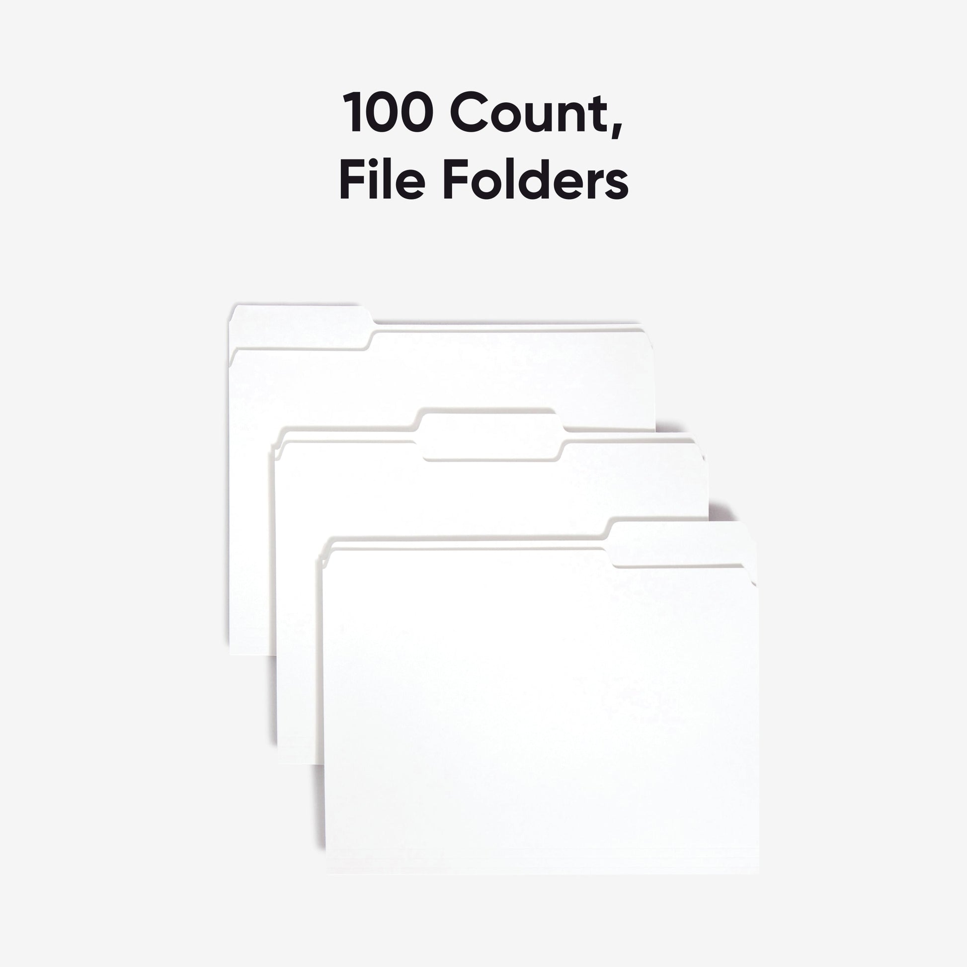 Standard File Folders, 1/3-Cut Tab, White Color, Letter Size, Set of 100, 086486128438
