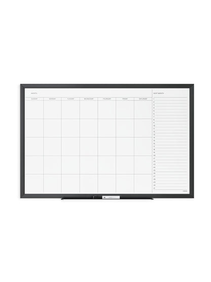Metal Frame Dry Erase Calendar Board, Black, White, 23" x 35", 3 x 2, White, 23" X 35" Size, Set of 1, 817894028993