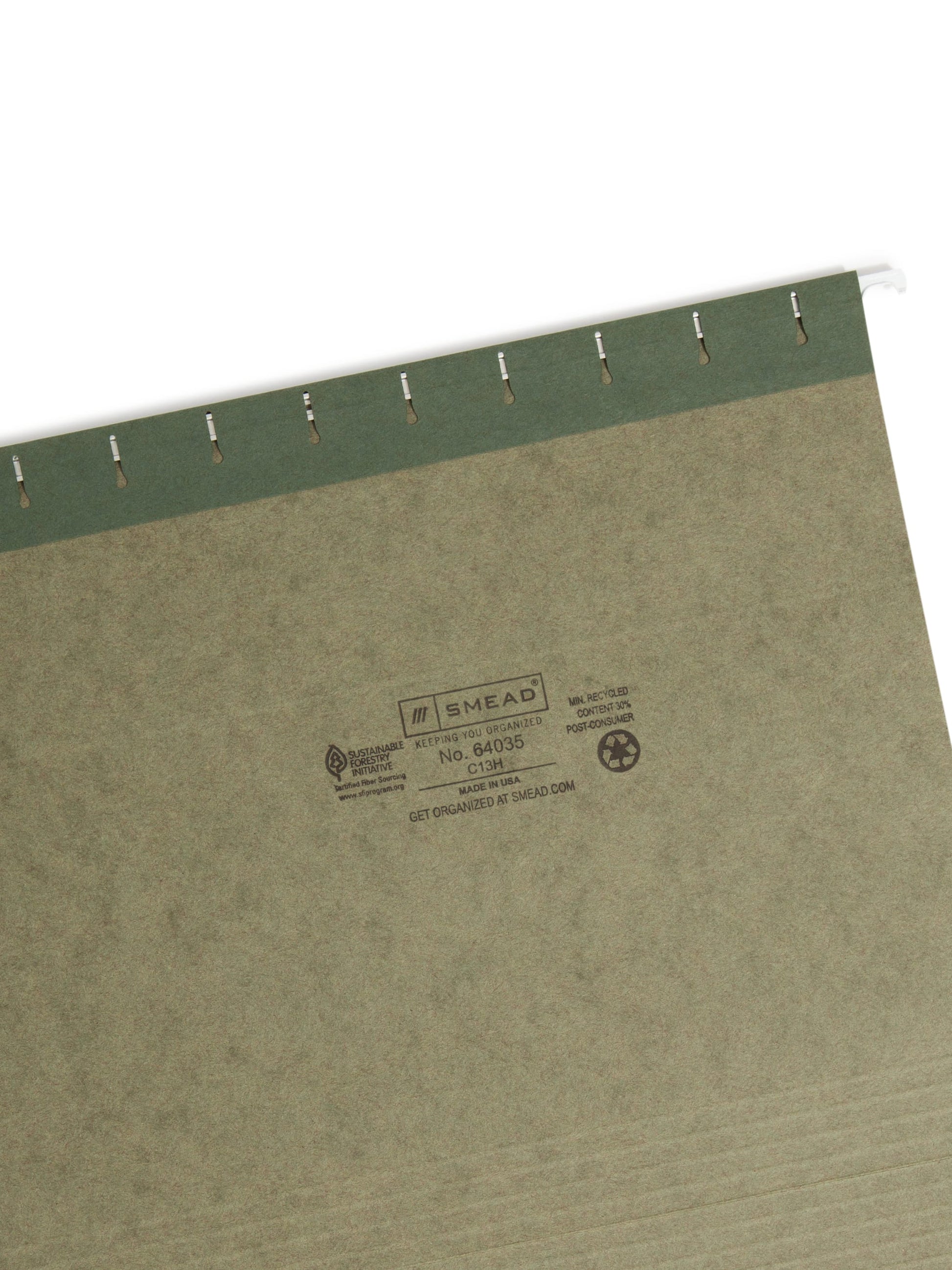 Standard Hanging File Folders with 1/3-Cut Tabs, Standard Green Color, Letter Size, Set of 25, 086486640350