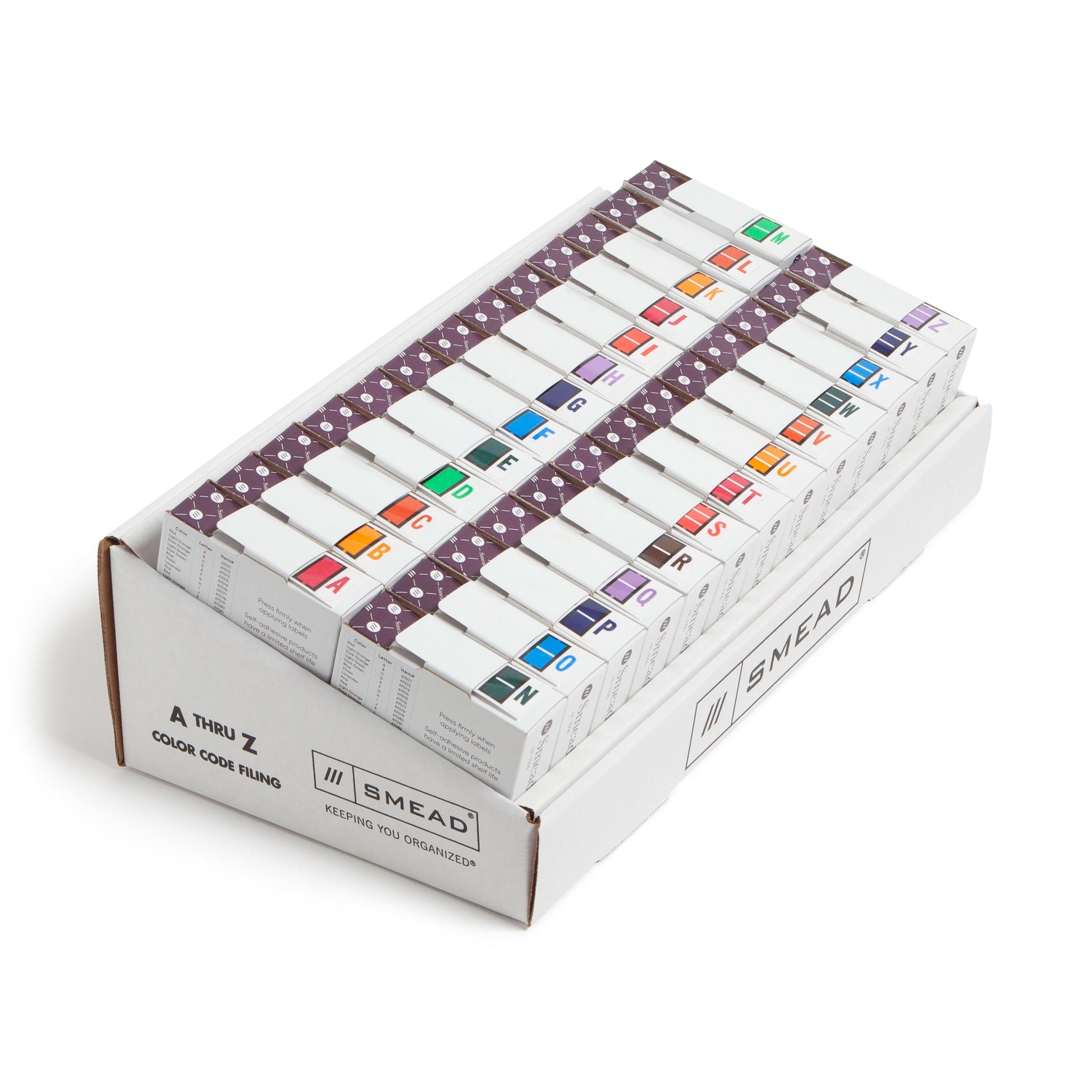 BCCR Bar Style Color-Coded Alphabetic Labels, A-Z Rolls, Assorted Colors Color, 1-1/4" X 1" Size, Set of 13000, 086486670708