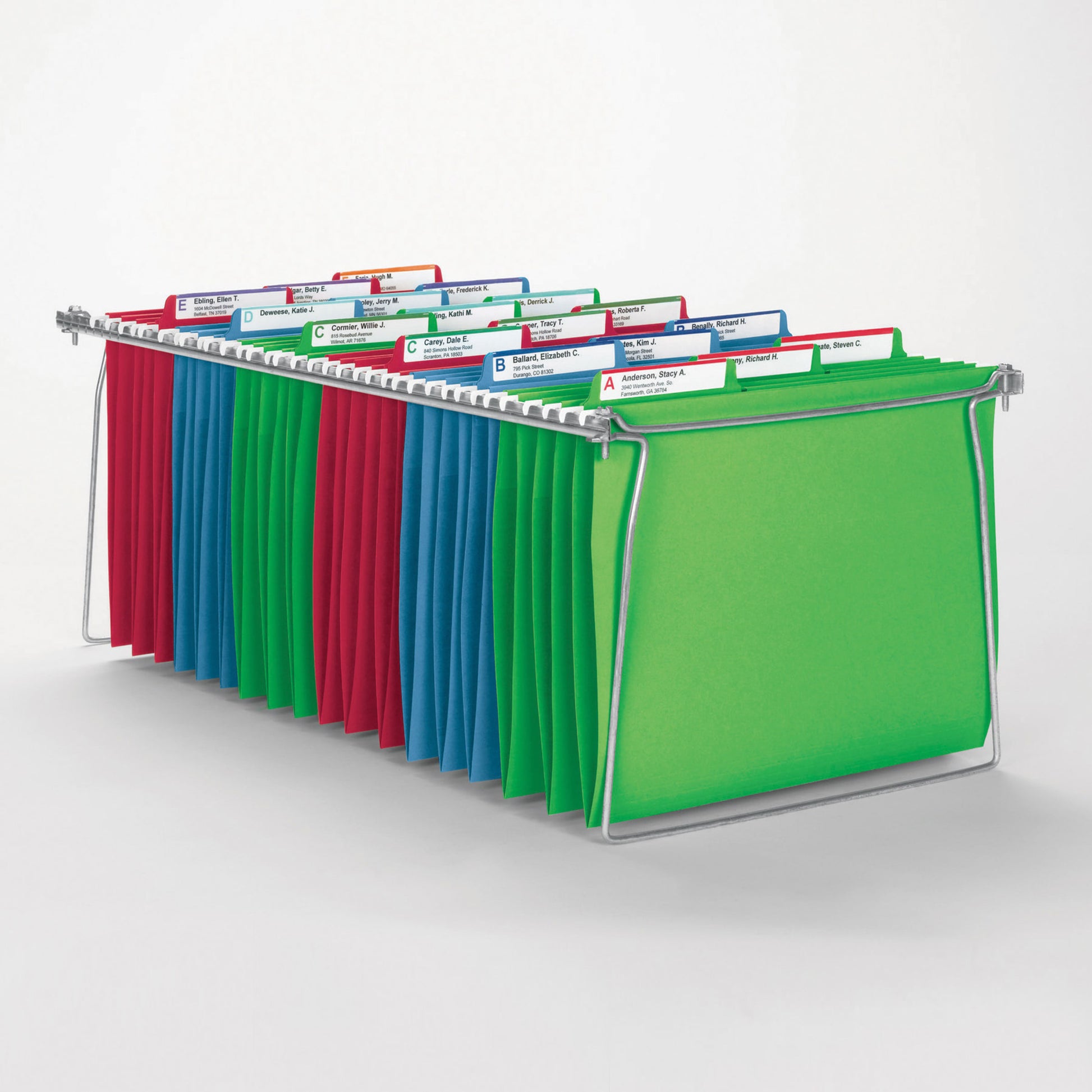 FasTab® Hanging File Folders, 1/3-Cut Tab, Assorted Colors Color, Letter Size, Set of 1, 086486640534