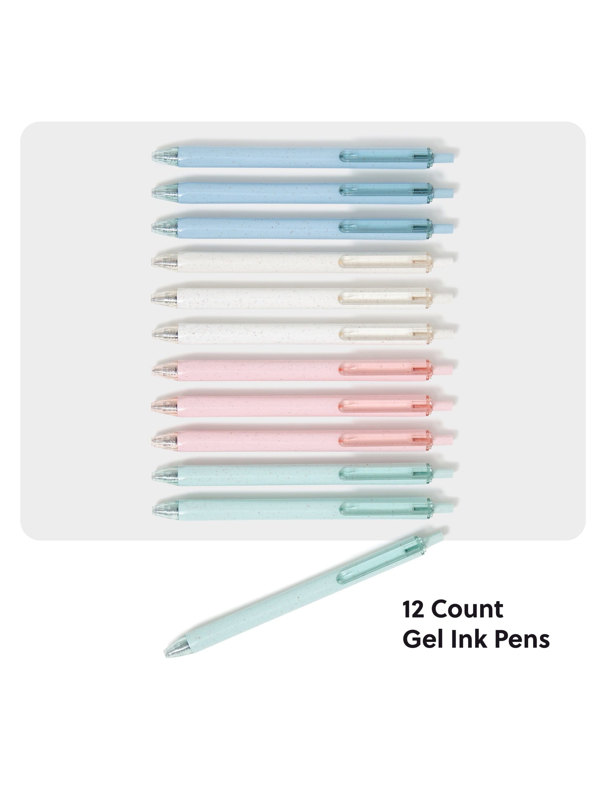 U-Eco Gel Pens, U-Eco, Assorted Colors, 5.63" x 0.41" x 0.54, Assorted Colors, 5.63" X 0.41" X 0.54 Size, Set of 12, 843463131429