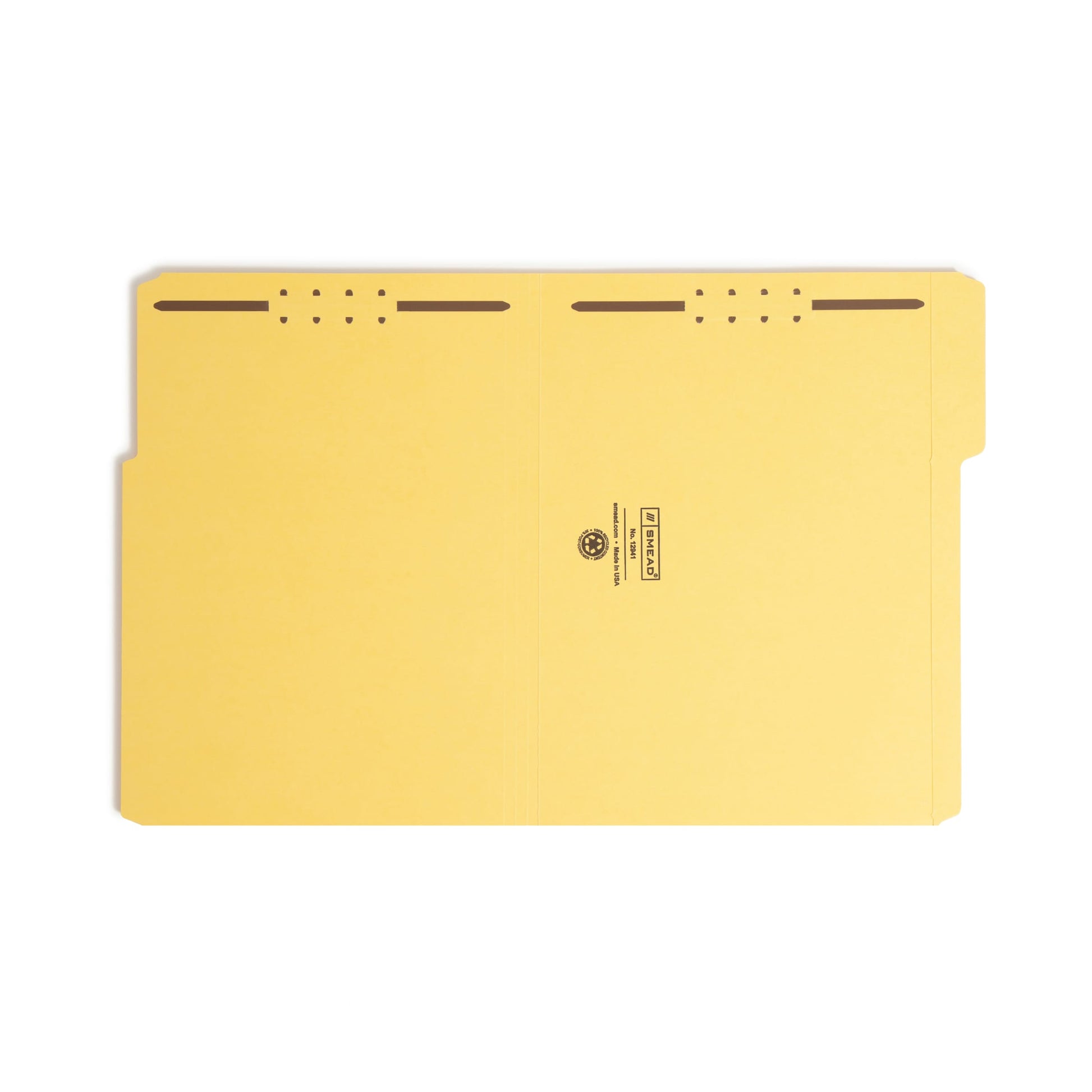 100% Recycled Reinforced Tab Fastener File Folders, Yellow Color, Letter Size, Set of 50, 086486129411