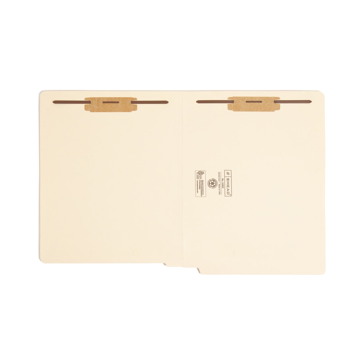 Shelf-Master® Reinforced End Tab Fastener File Folders, Straight-Cut Tab, 2 Fasteners, Bi-lingual, Manila Color, Letter Size, Set of 50, 086486246002