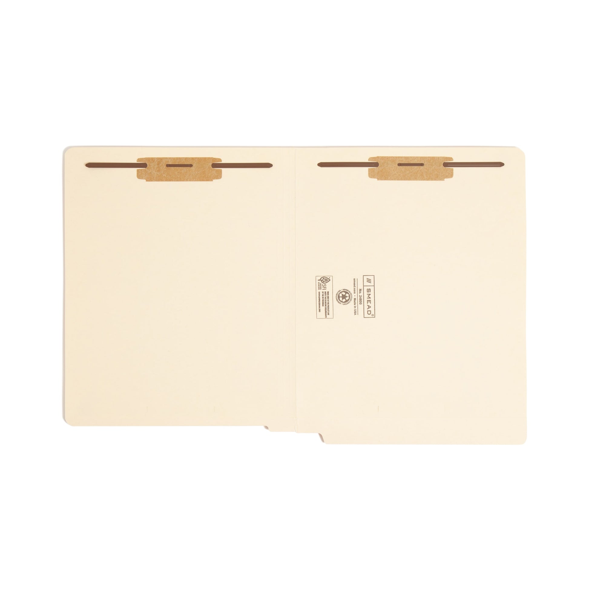 Shelf-Master® Reinforced End Tab Fastener File Folders, Straight-Cut Tab, 2 Fasteners, Bi-lingual, Manila Color, Letter Size, Set of 50, 086486246002