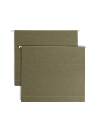 100% Recycled Hanging Box Bottom File Folders, Standard Green Color, Letter Size, Set of 25, 086486650908