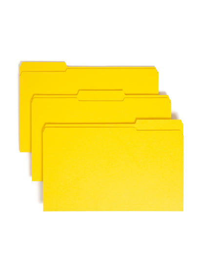 Reinforced Tab File Folders, 1/3-Cut Tab, Yellow Color, Legal Size, Set of 100, 086486179348