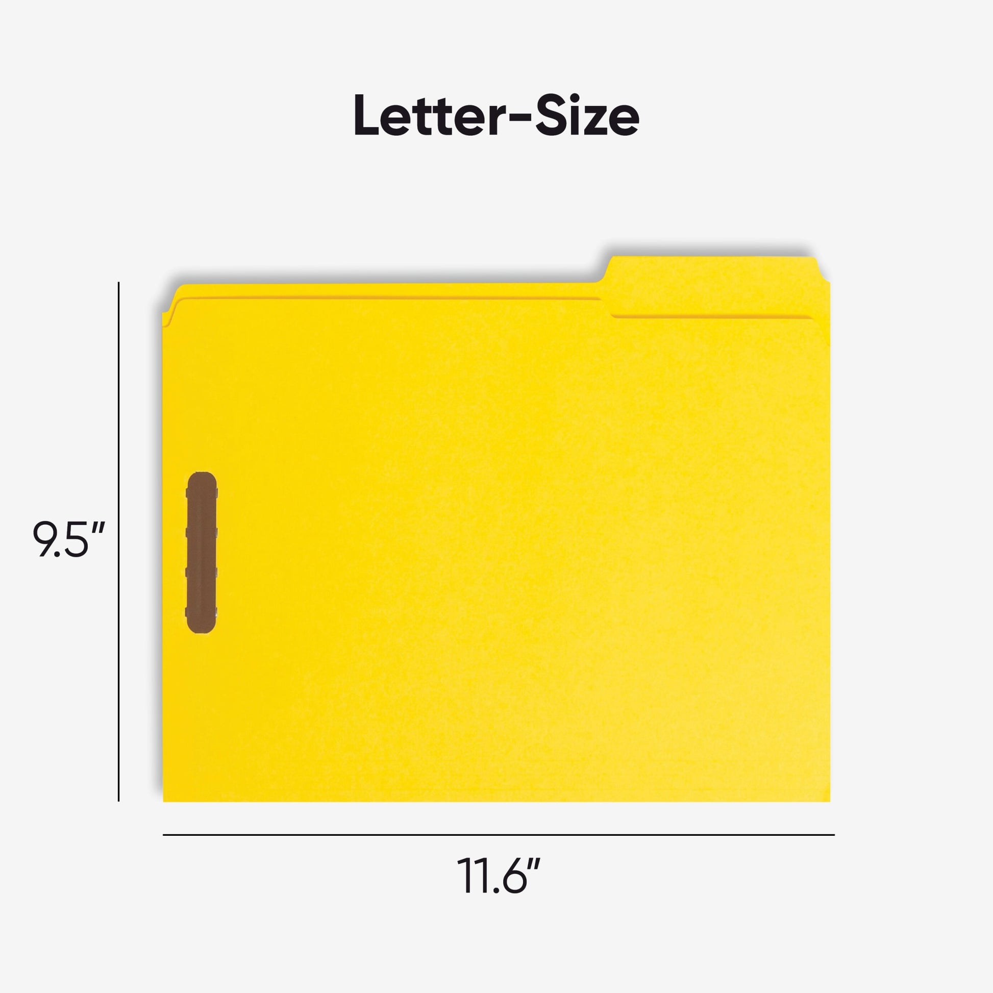 Reinforced Tab Fastener File Folders, 1/3-Cut Tab, 2 Fasteners, Yellow Color, Letter Size, Set of 50, 086486129404