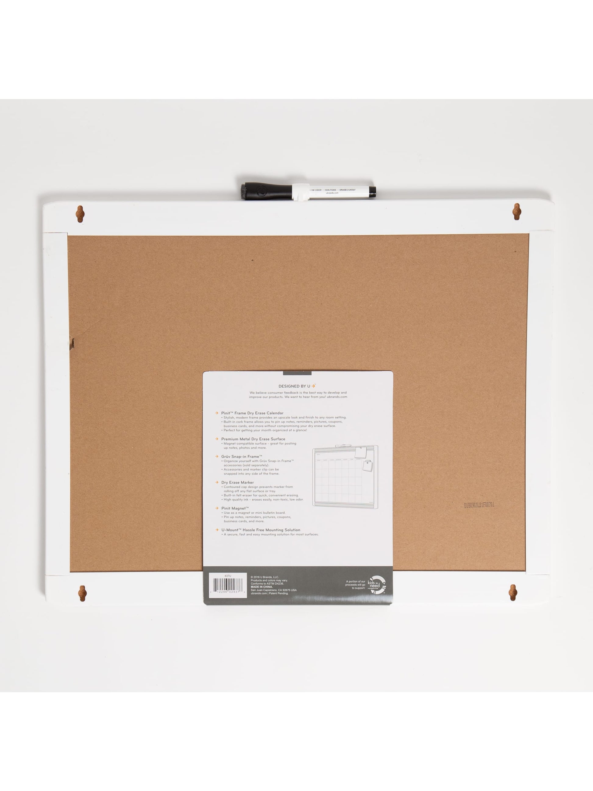 Mod PinIt Frame Dry Erase Calendar Board, Pinit Frame, White, White, 2" x 1", 2' or smaller, White, 2" X 1" Size, Set of 1, 812296024376