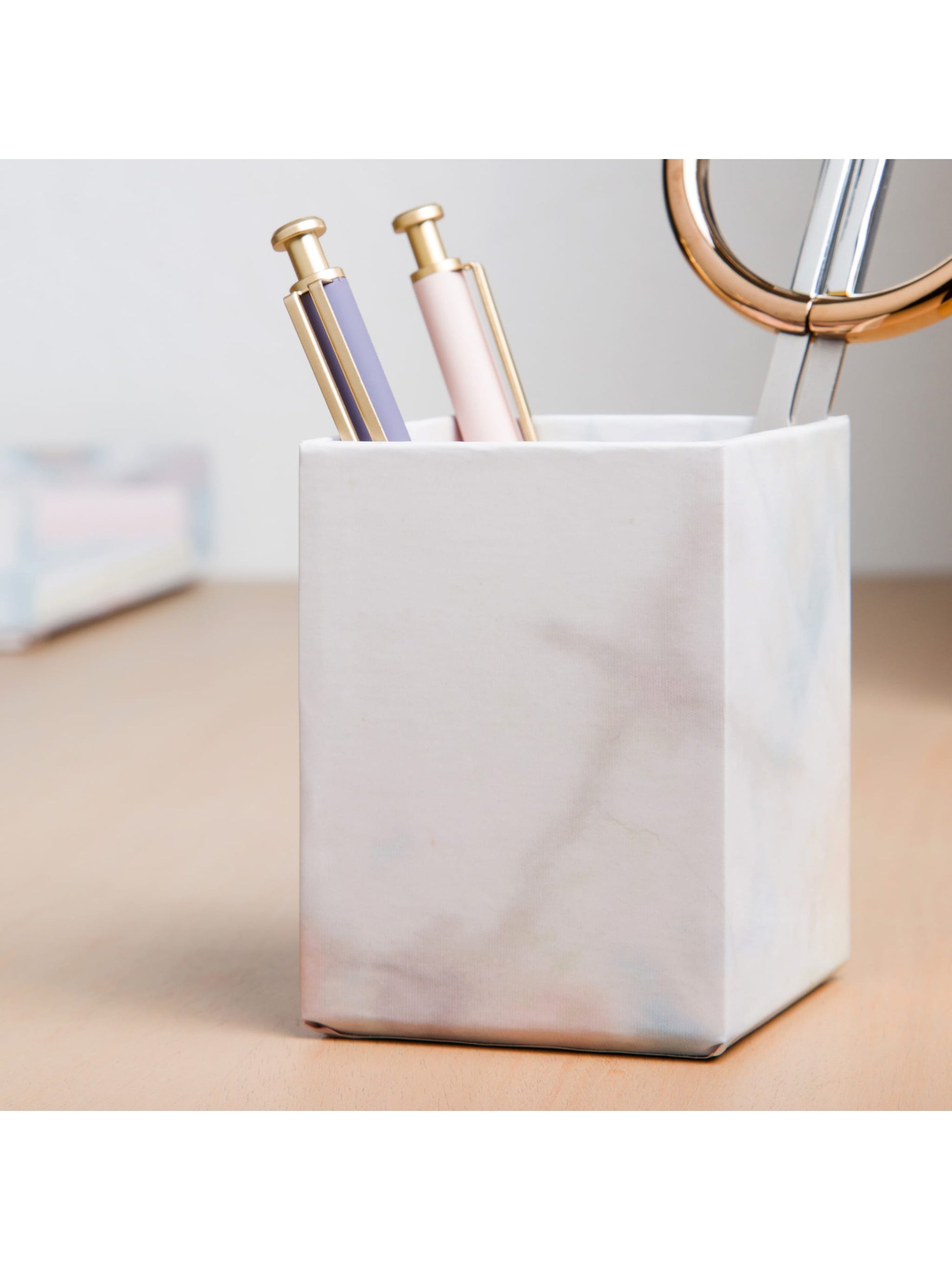Paper Wrapped Desk Org Set, Paper Wrapped, Pink, Pink, Set of 4, 843463135120