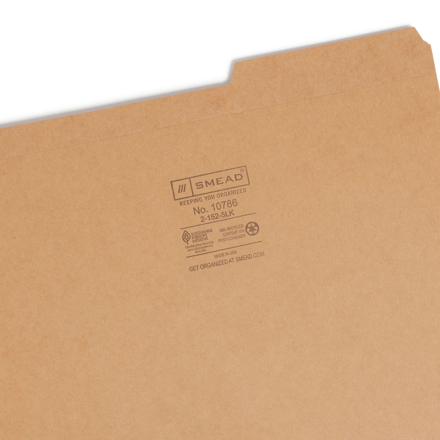 Reinforced Tab File Folders, 2/5-Cut Guide Height Right Tab, Kraft Color, Letter Size, Set of 100, 086486107860