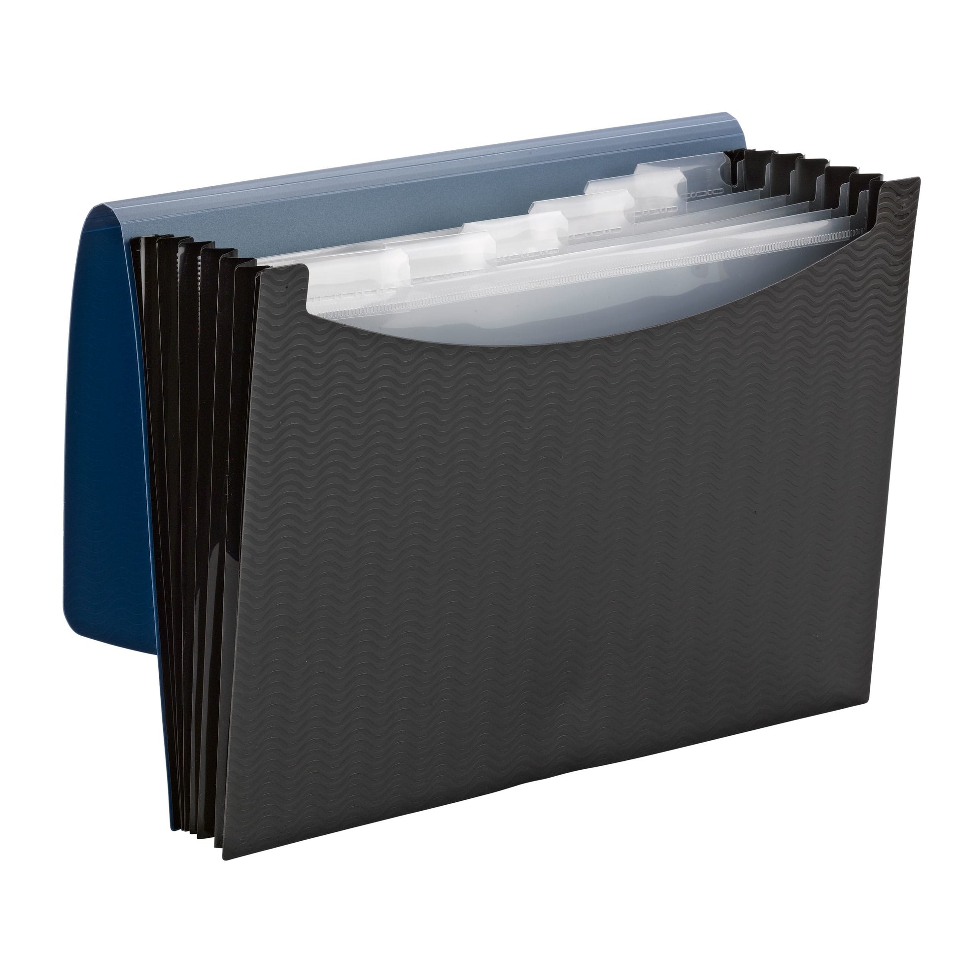 Poly Expanding Files with Flap, 6 Pockets, Wave Pattern, Blue Color, Letter Size, Set of 1, 086486708722