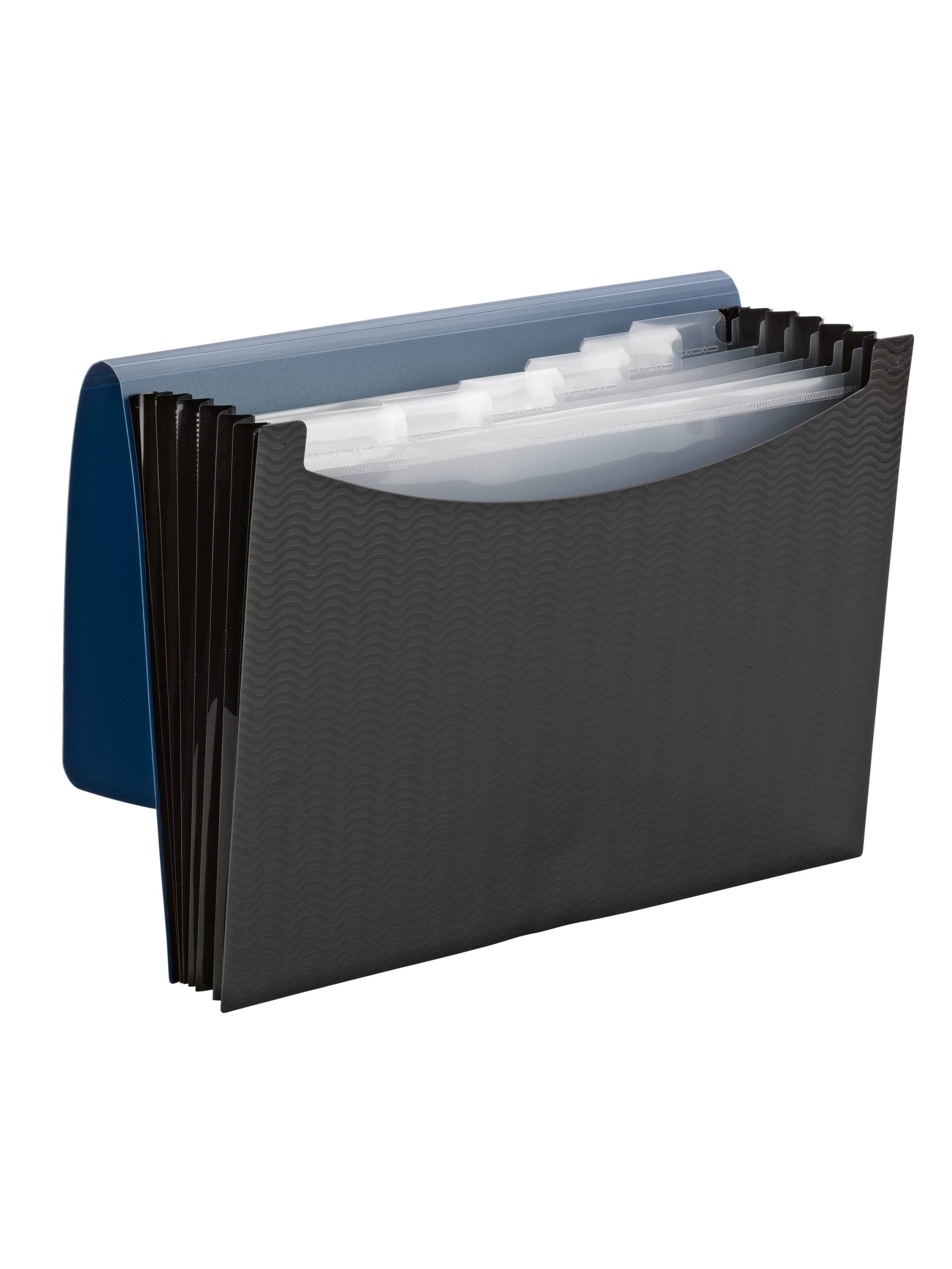 Poly Expanding Files with Flap, 6 Pockets, Wave Pattern, Blue Color, Letter Size, Set of 1, 086486708722