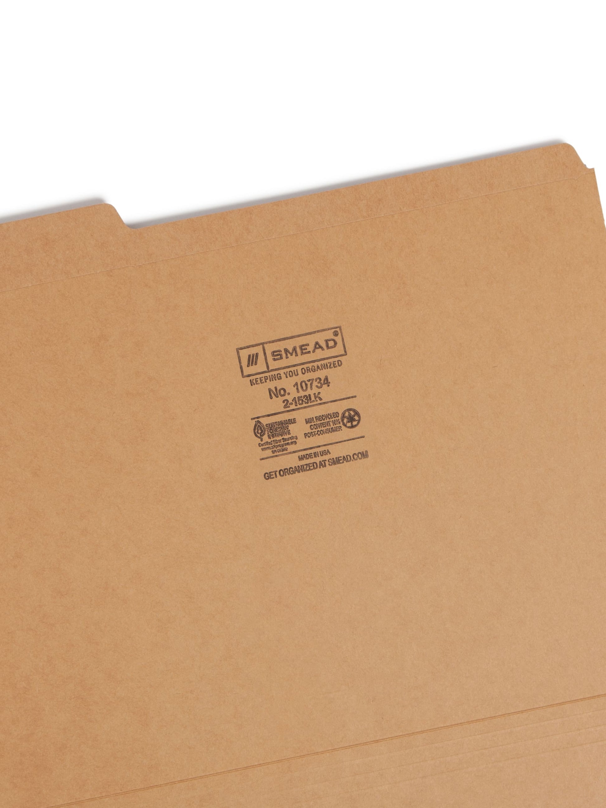 Reinforced Tab File Folders, 1/3-Cut Tab, Kraft Color, Letter Size, Set of 100, 086486107341