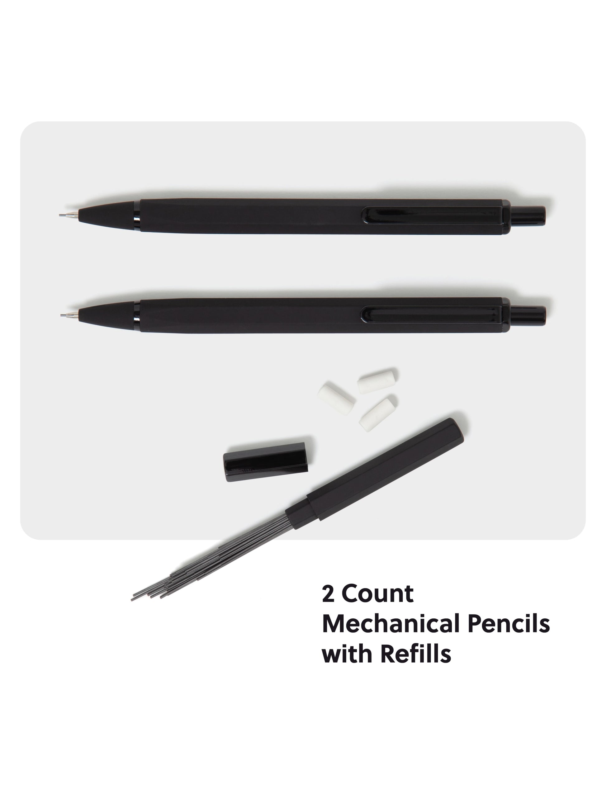 Cambria Mechanical Pencils, Black, 5.75" x 0.47" x 0.51", Black, 5.75" X 0.47" X 0.51" Size, Set of 3, 817894024100