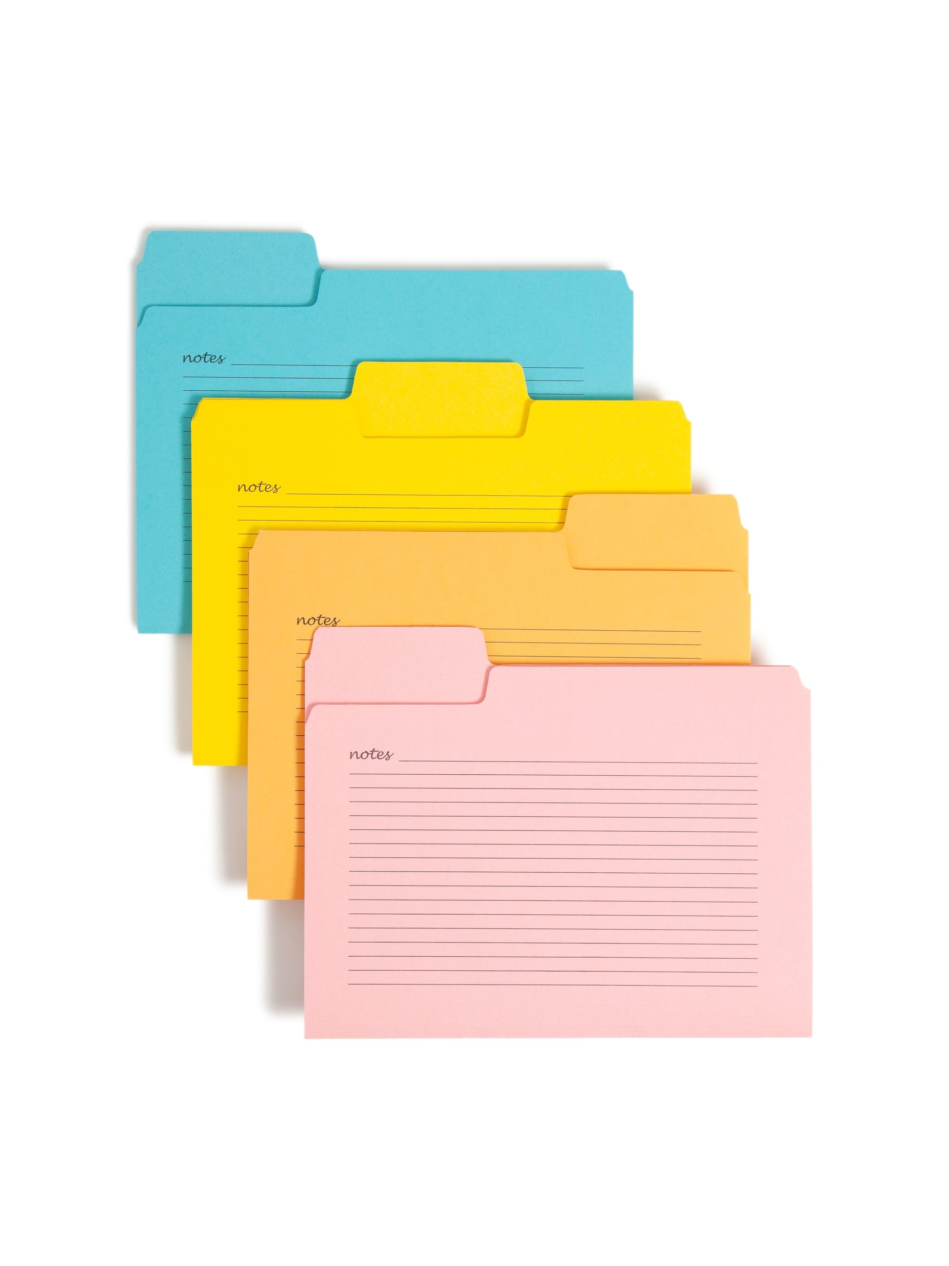 SuperTab® Notes File Folders, 1/3 Cut Tab, Assorted Colors Color, Letter Size, Set of 1, 086486116503