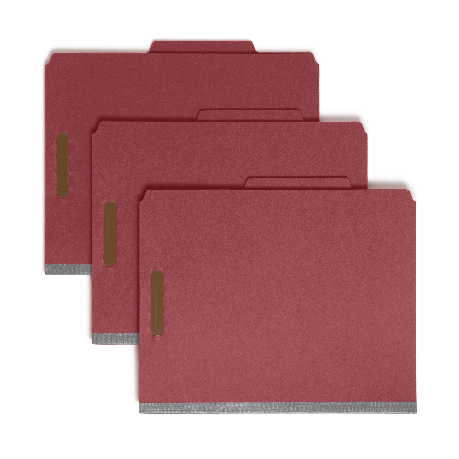 Pressboard Classification File Folders, 2 Dividers, 2 inch Expansion, Bright Red Color, Letter Size, Set of 10, 30086486140615