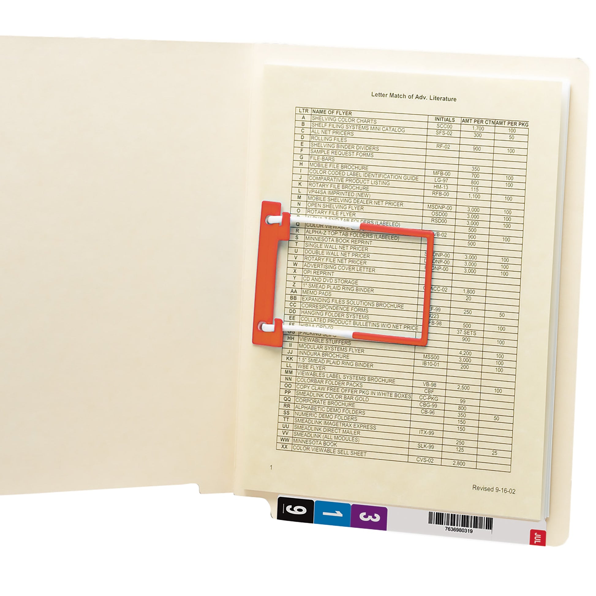 Shelf-Master® Reinforced End Tab Fastener File Folders, Straight-Cut Tab, U-Clip Fastener, Manila Color, Letter Size, Set of 50, 086486341127