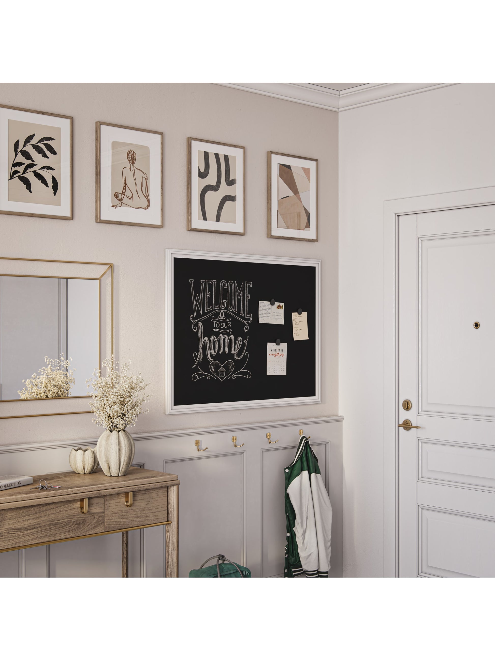Decor Frame Magnetic Chalkboard, White, Black, 40" x 30", 4 x 3, Black, 40" X 30" Size, Set of 1, 817894029167