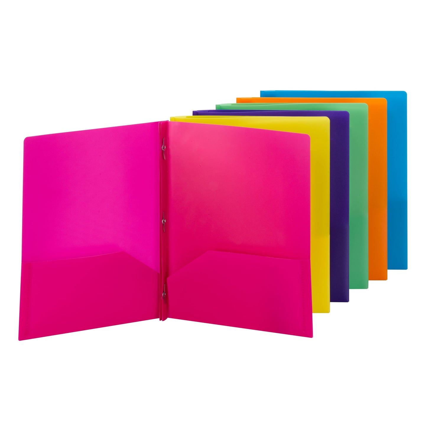 Poly Two-Pocket Folders with Fasteners, Assorted Colors Color, Letter Size, Set of 6, 086486877473