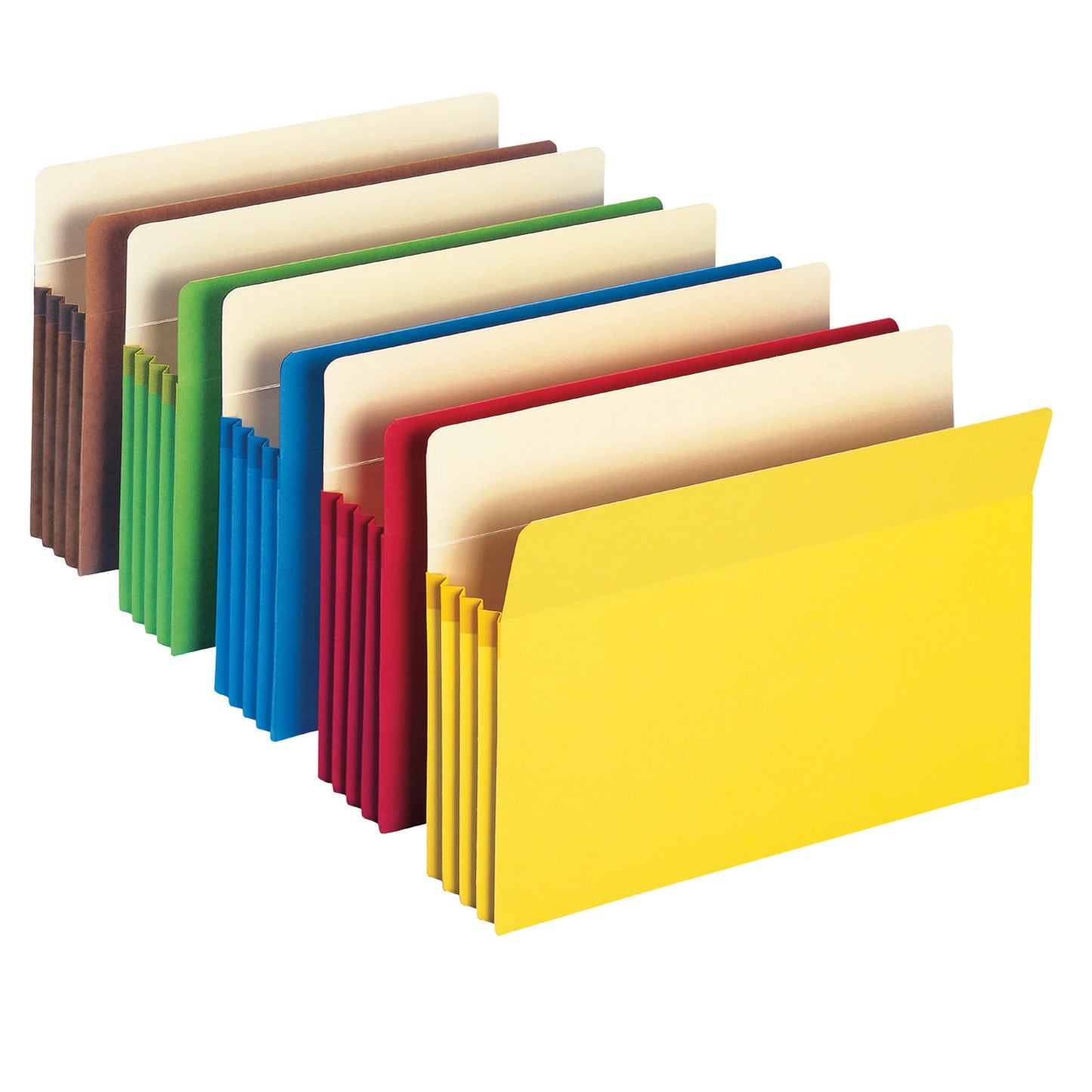 File Pockets, 3-1/2 inch Expansion, Straight-Cut Tab, Assorted Colors Color, Legal Size, Set of 5, 086486748926