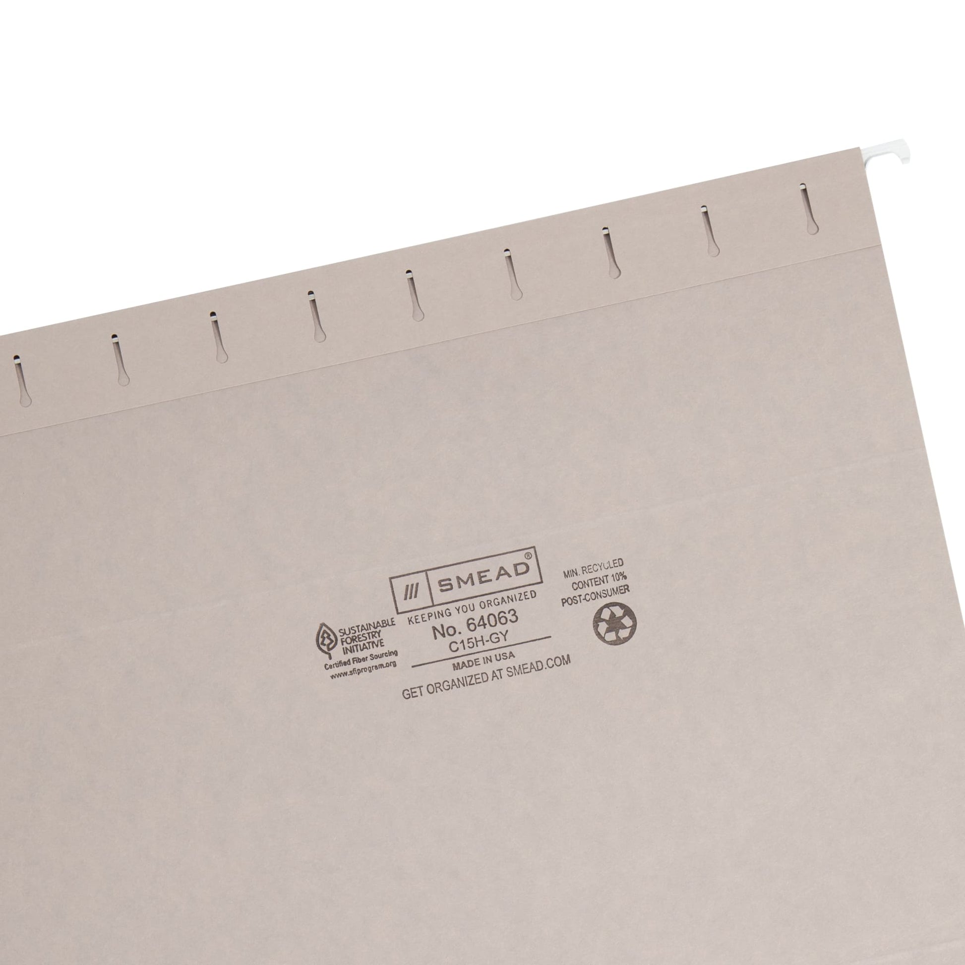 Standard Hanging File Folders with 1/5-Cut Tabs, Gray Color, Letter Size, Set of 25, 086486640633