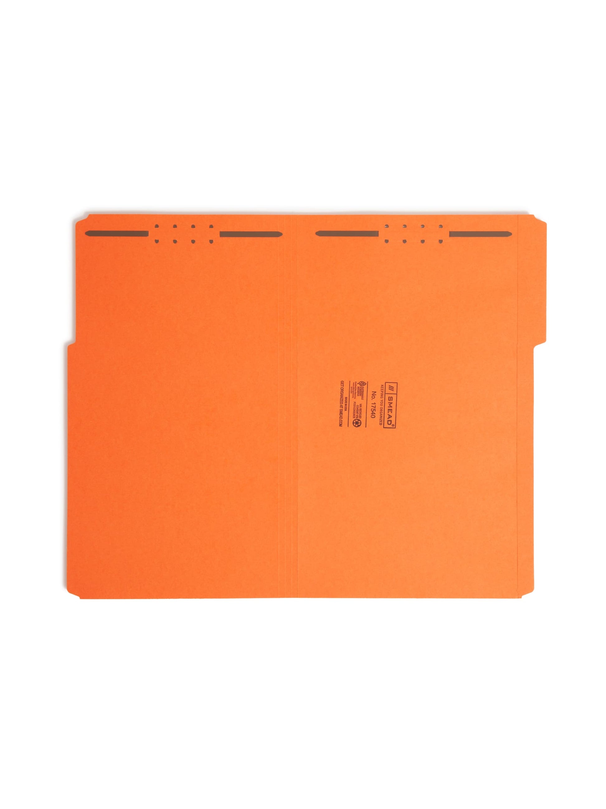 Reinforced Tab Fastener File Folders, 1/3-Cut Tab, 2 Fasteners, Orange Color, Legal Size, Set of 50, 086486175401