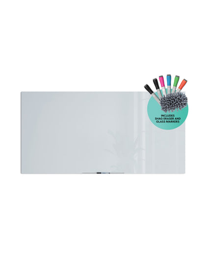 (Special Buy) U Brands Floating Non-Magnetic Glass Dry Erase Board, 72" x 36" Frosted White (Actual Size 70" x 35")