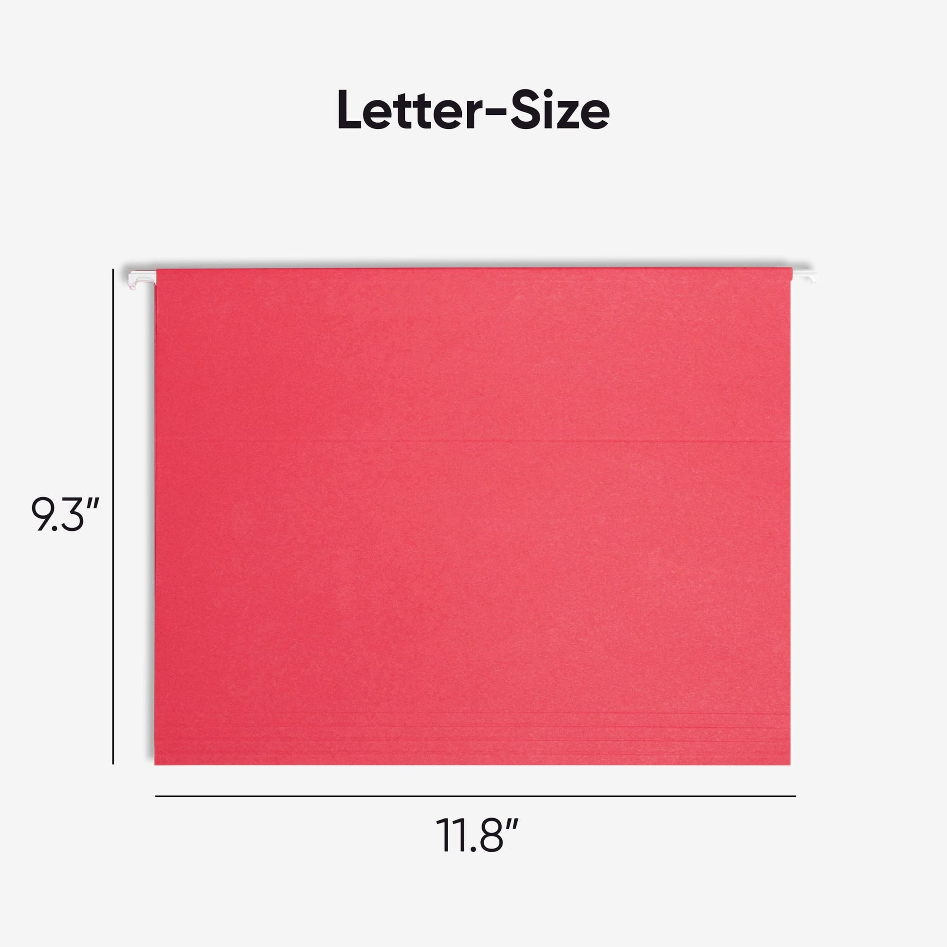 Standard Hanging File Folders with 1/5-Cut Tabs, Red Color, Letter Size, Set of 25, 086486640671