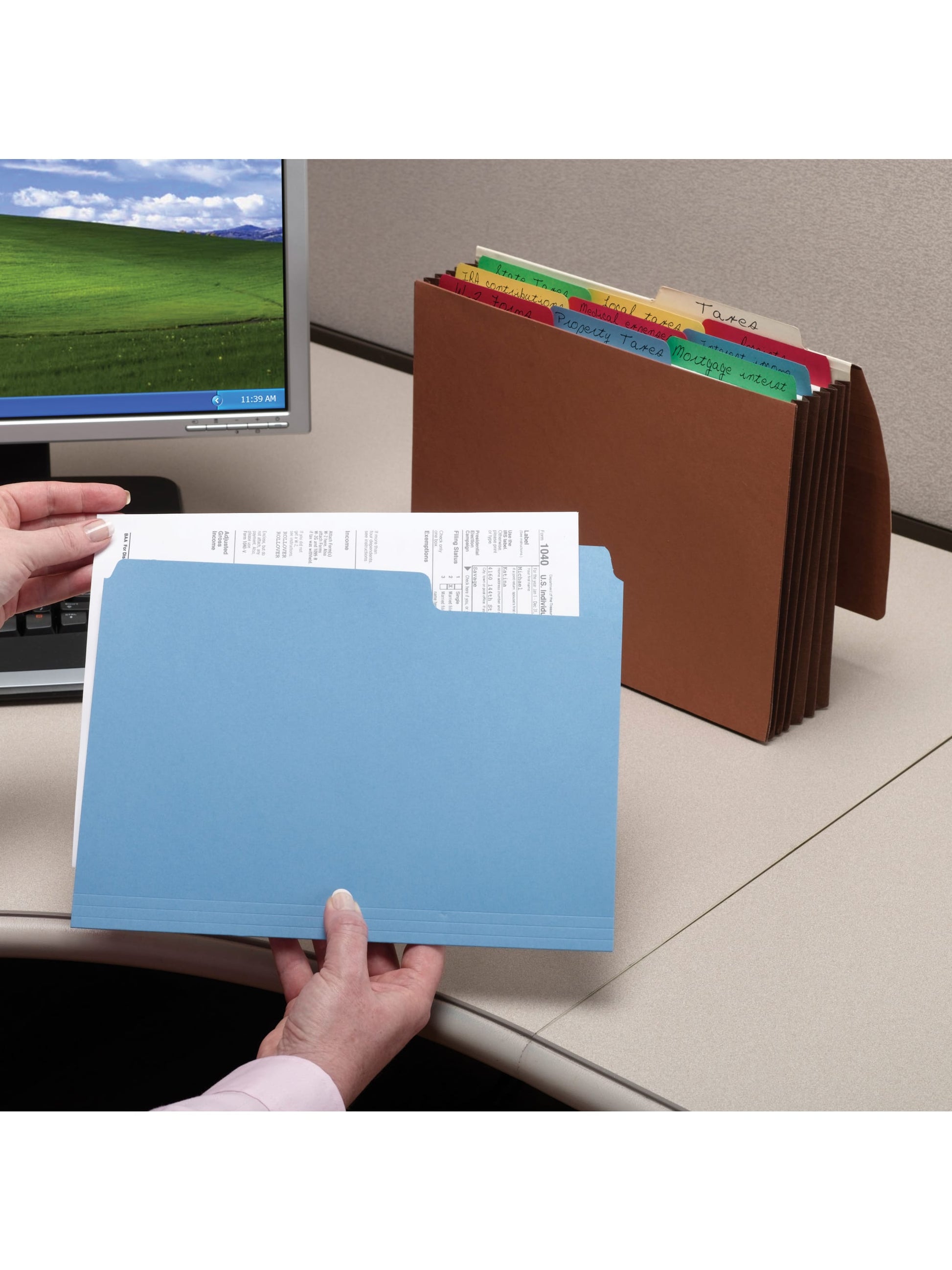 SuperTab® File Folders, 1/3-Cut Tab, Assorted Colors Color, Letter Size, 