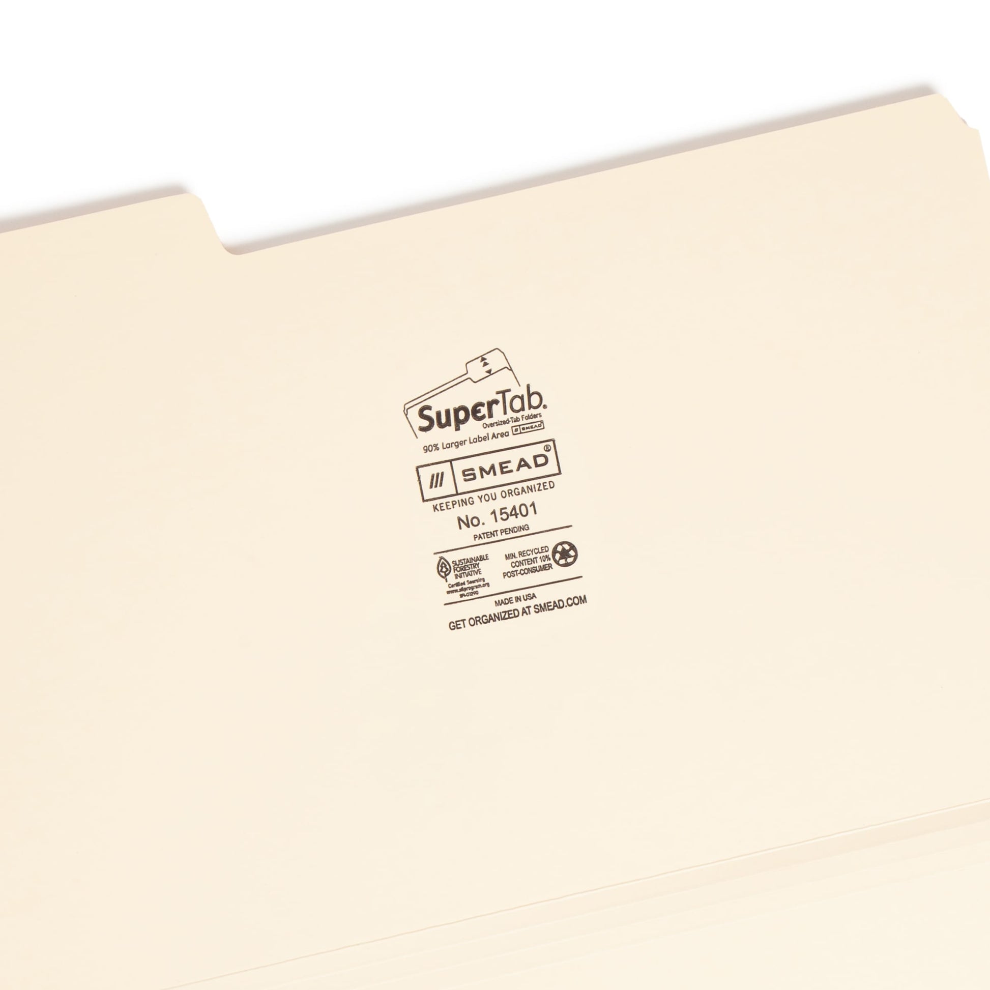 SuperTab® Heavyweight File Folders, Manila Color, Legal Size, Set of 50, 086486154017