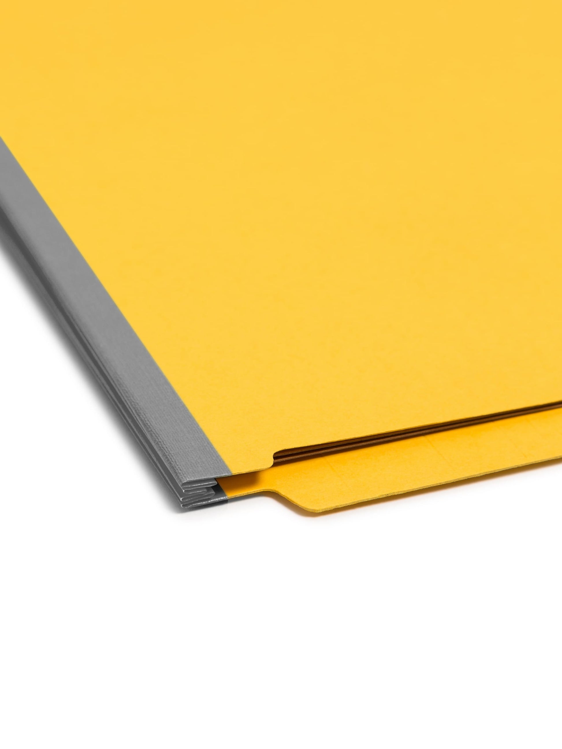 SafeSHIELD® Pressboard End Tab Classification File Folders, Straight-Cut Tab, 2 inch Expansion, 2 Divider, Yellow Color, Legal Size, Set of 10, 30086486297890