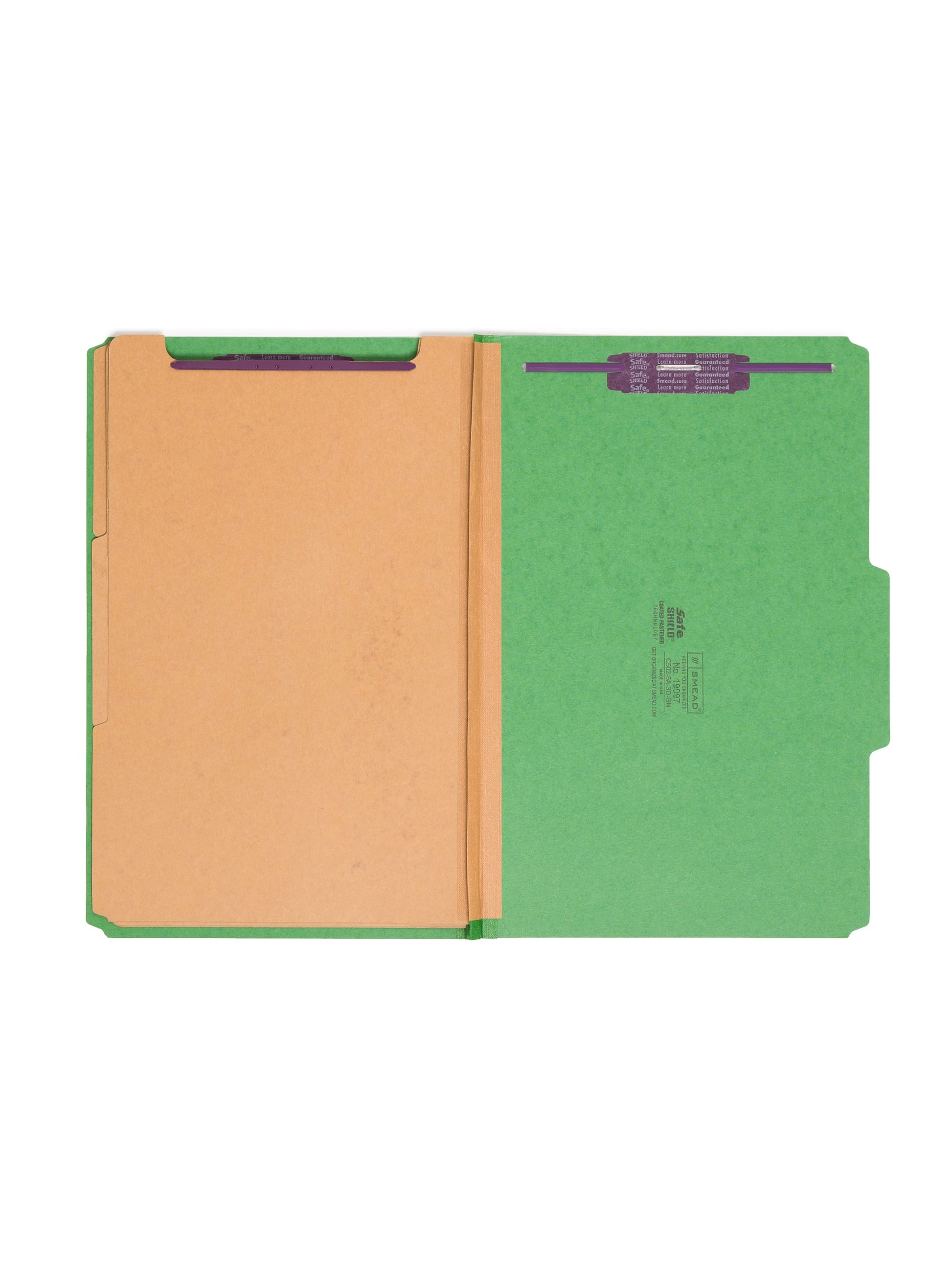 SafeSHIELD® Pressboard Classification File Folders, 3 Dividers, 3 inch Expansion, 2/5-Cut Tab, Green Color, Legal Size, Set of 0, 30086486190979
