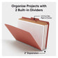 SafeSHIELD® Pressboard Classification File Folders, 2 Dividers, 2 inch Expansion, 2/5-Cut Tab, Red Color, Legal Size, Set of 10, 30086486190757