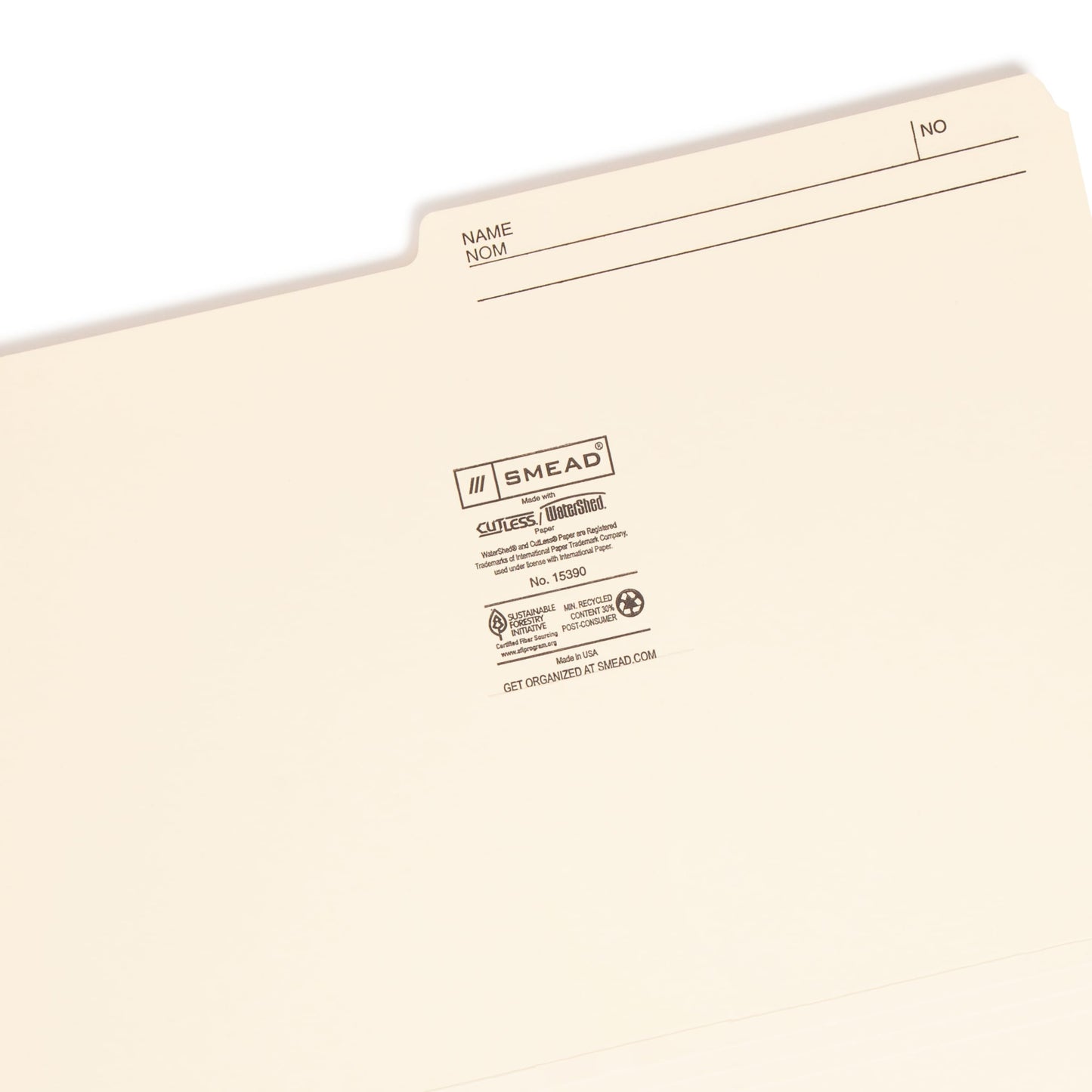 WaterShed®/CutLess® Reversible Printed Tab File Folders, Manila Color, Legal Size, Set of 100, 086486153904