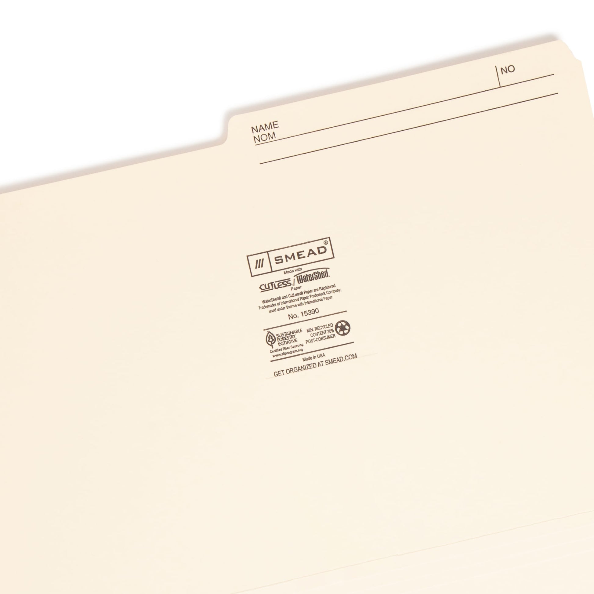 WaterShed®/CutLess® Reversible Printed Tab File Folders, Manila Color, Legal Size, Set of 100, 086486153904