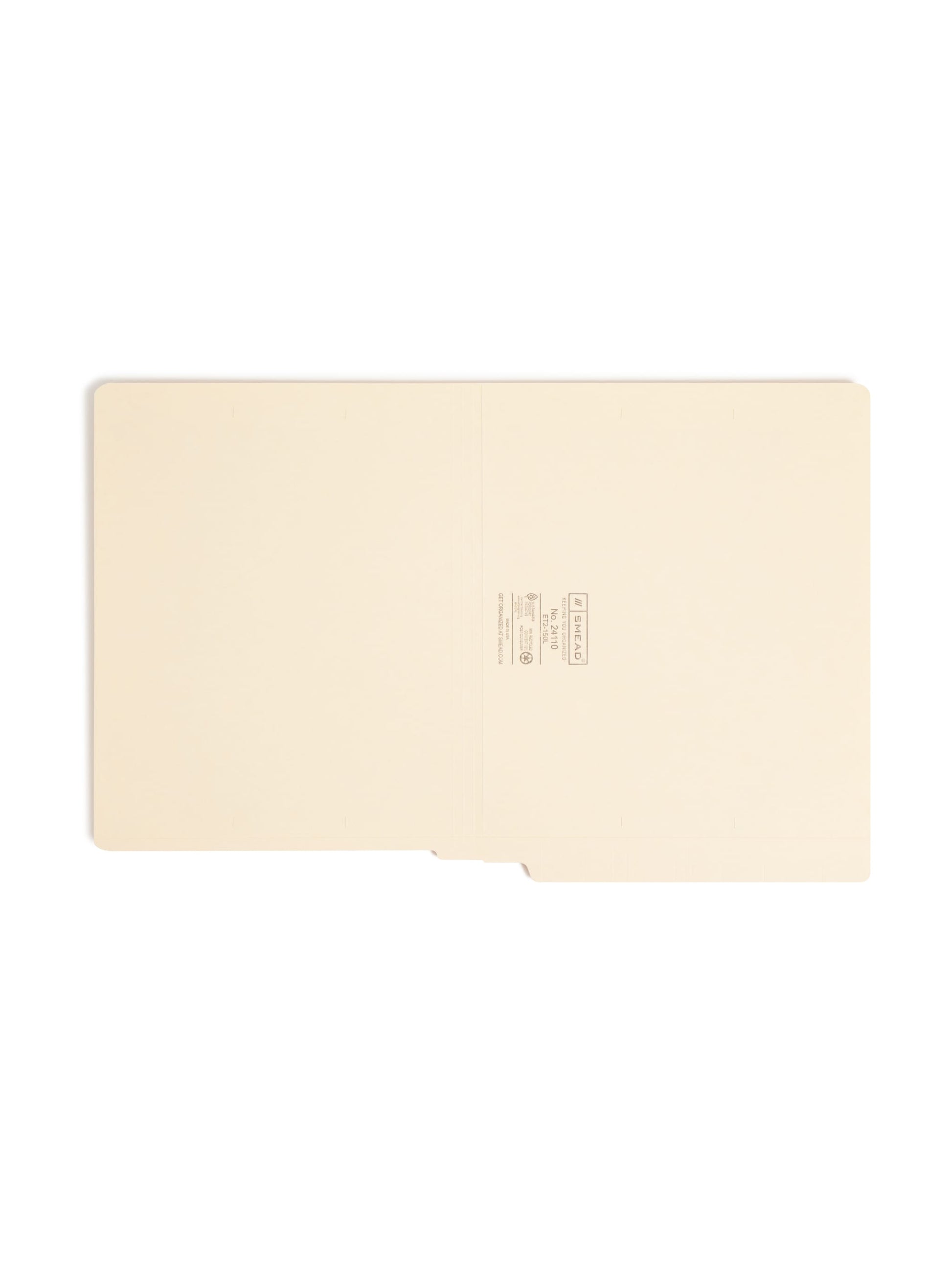 Shelf-Master® Reinforced End Tab File Folders, Straight-Cut Tab, 9-1/2 inch Front, Manila Color, Letter Size, Set of 100, 086486241106