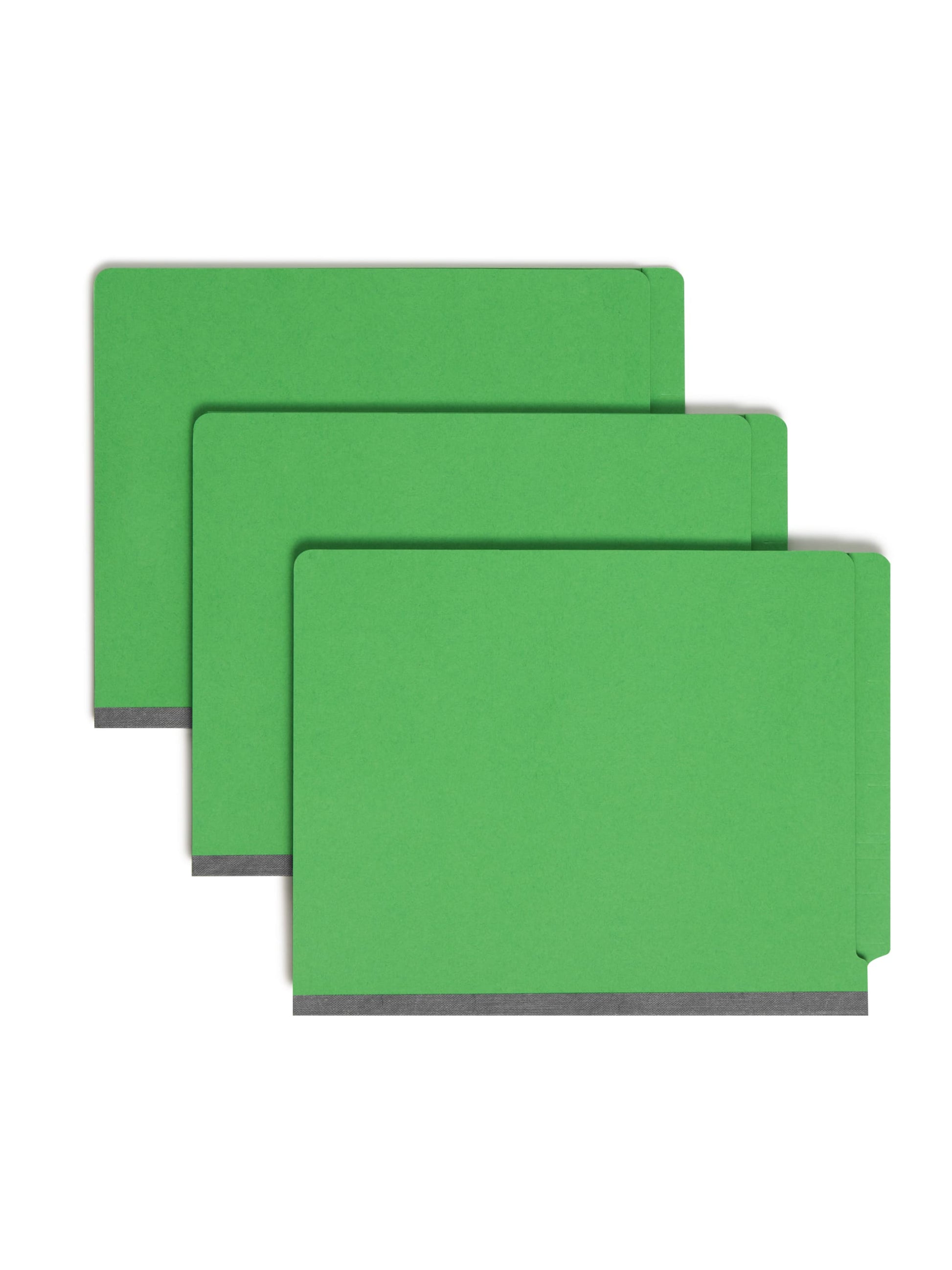 End Tab Classification File Folders, Straight-Cut Tab, 2 inch Expansion, 2 Dividers, Green Color, Letter Size, Set of 10, 30086486268371