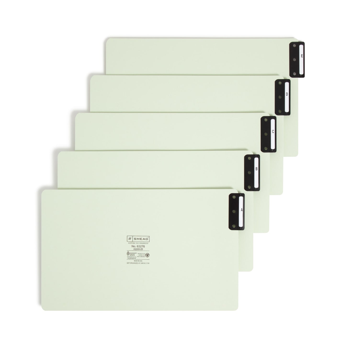 Pressboard Extra-Wide Filing Guides with Metal Tabs, Gray/Green Color, Extra Wide Legal Size, Set of 25, 086486632768