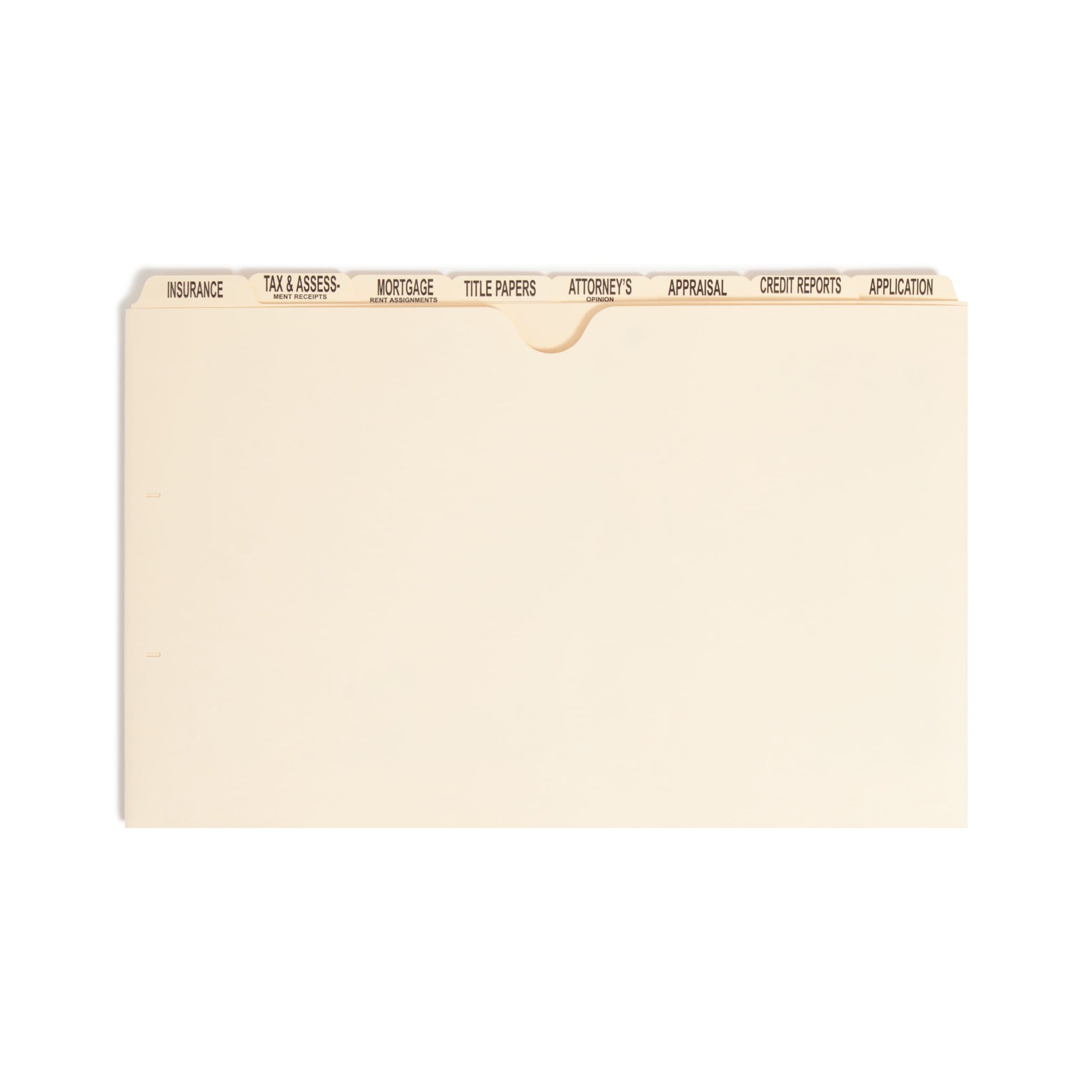 Pressboard Mortgage File Folder Dividers, Manila Color, Legal Size, Set of 8, 30086486782785