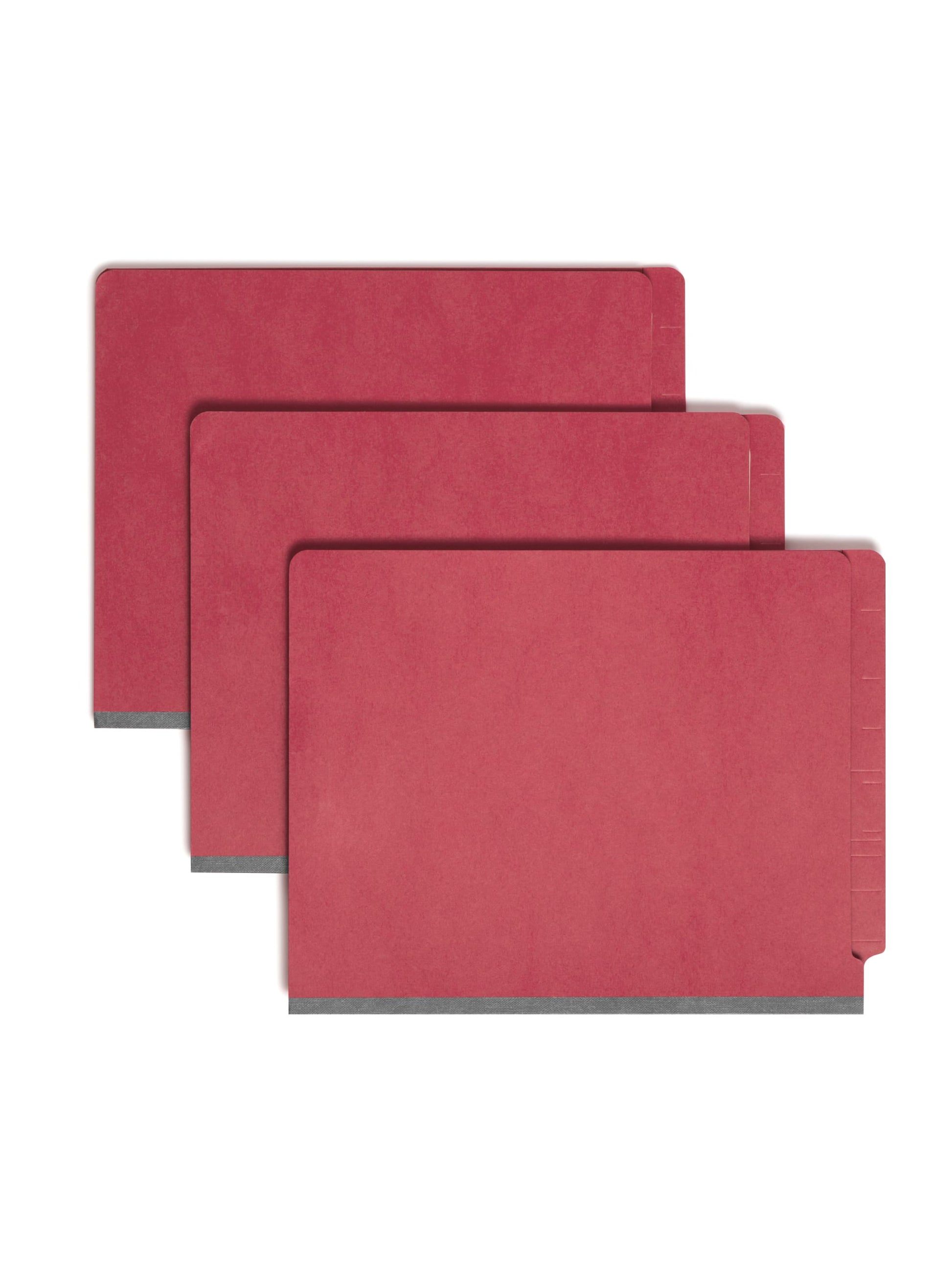 End Tab Classification File Folders, Straight-Cut Tab, 2 inch Expansion, 2 Dividers, Red Color, Letter Size, Set of 10, 30086486268388