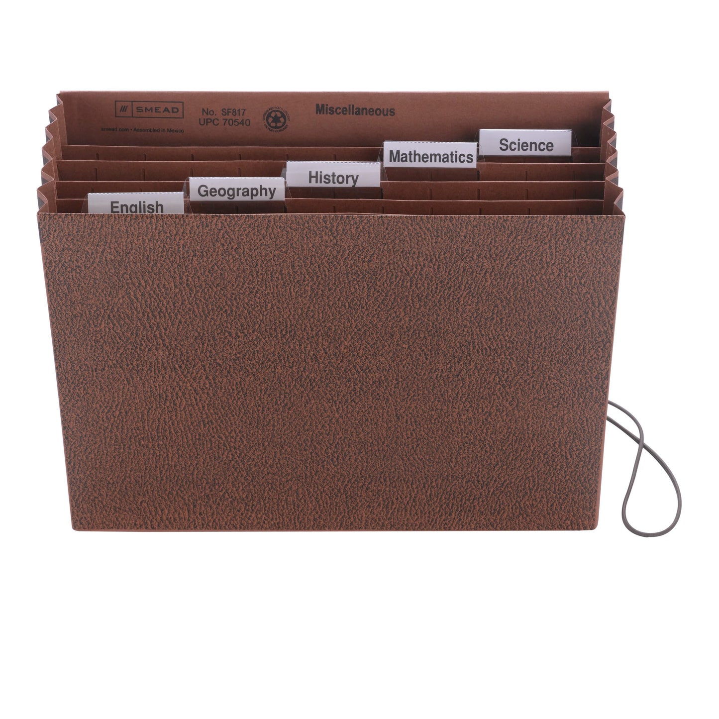 Expanding Subject Files, 6 Pockets, School Subject Tab Labels, Brown Color, Letter Size, Set of 1, 086486705400