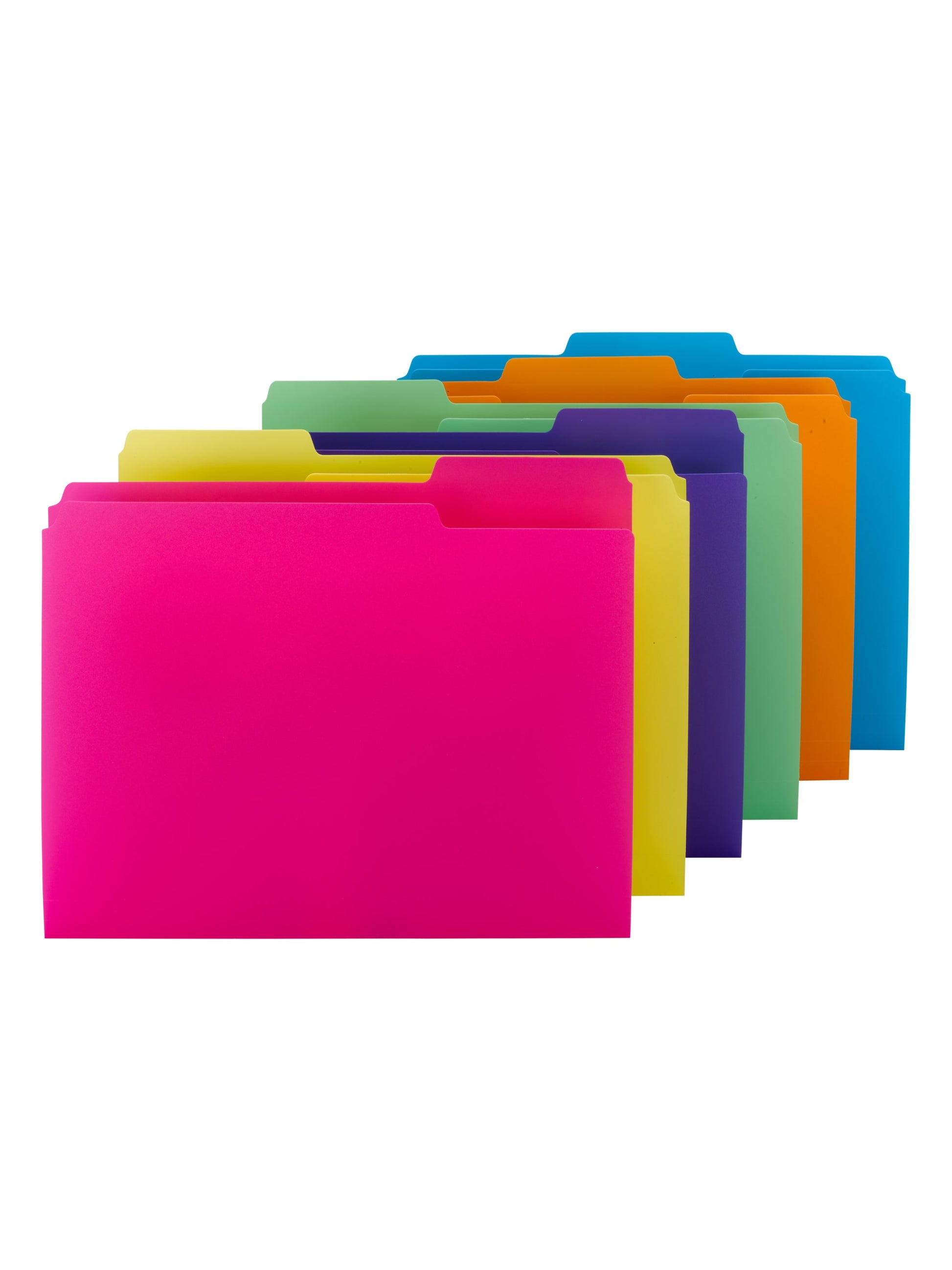 Poly File Folders, 1/3-Cut Tab, Assorted Colors Color, Letter Size, Set of 12, 086486105064