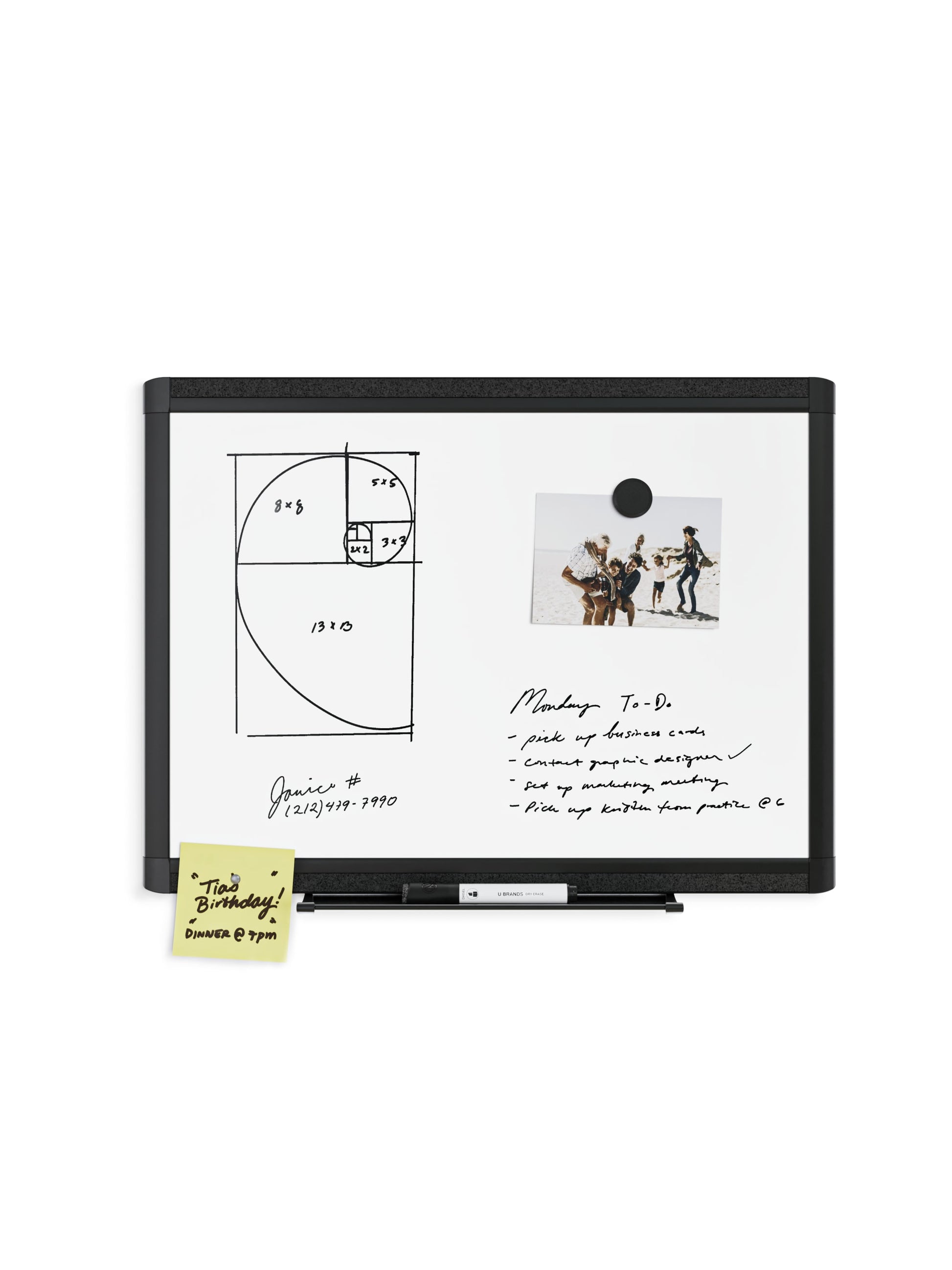 Aluminum PinIt Frame Dry Erase Board, Pinit Frame, Black, White, 23" x 17", 2' or Smaller, White, 23" X 17" Size, Set of 1, 843463130149