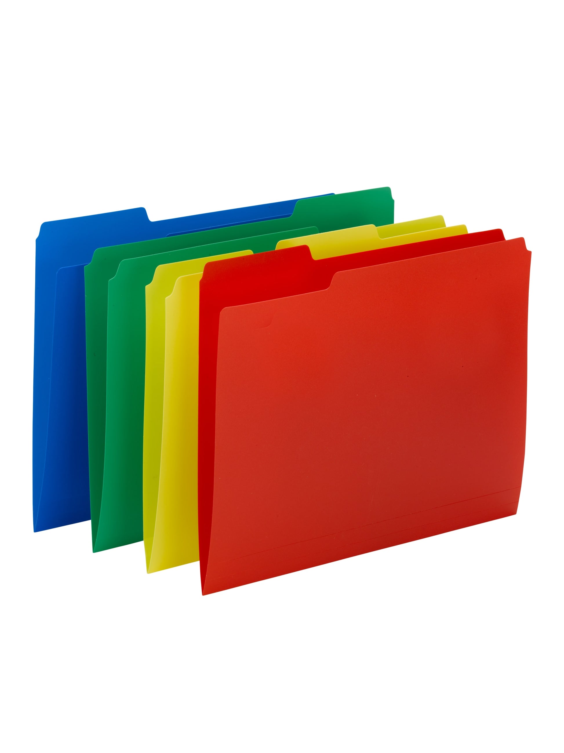 Poly File Folders, 1/3-Cut Tab, Assorted Colors Color, Letter Size, Set of 12, 086486105057